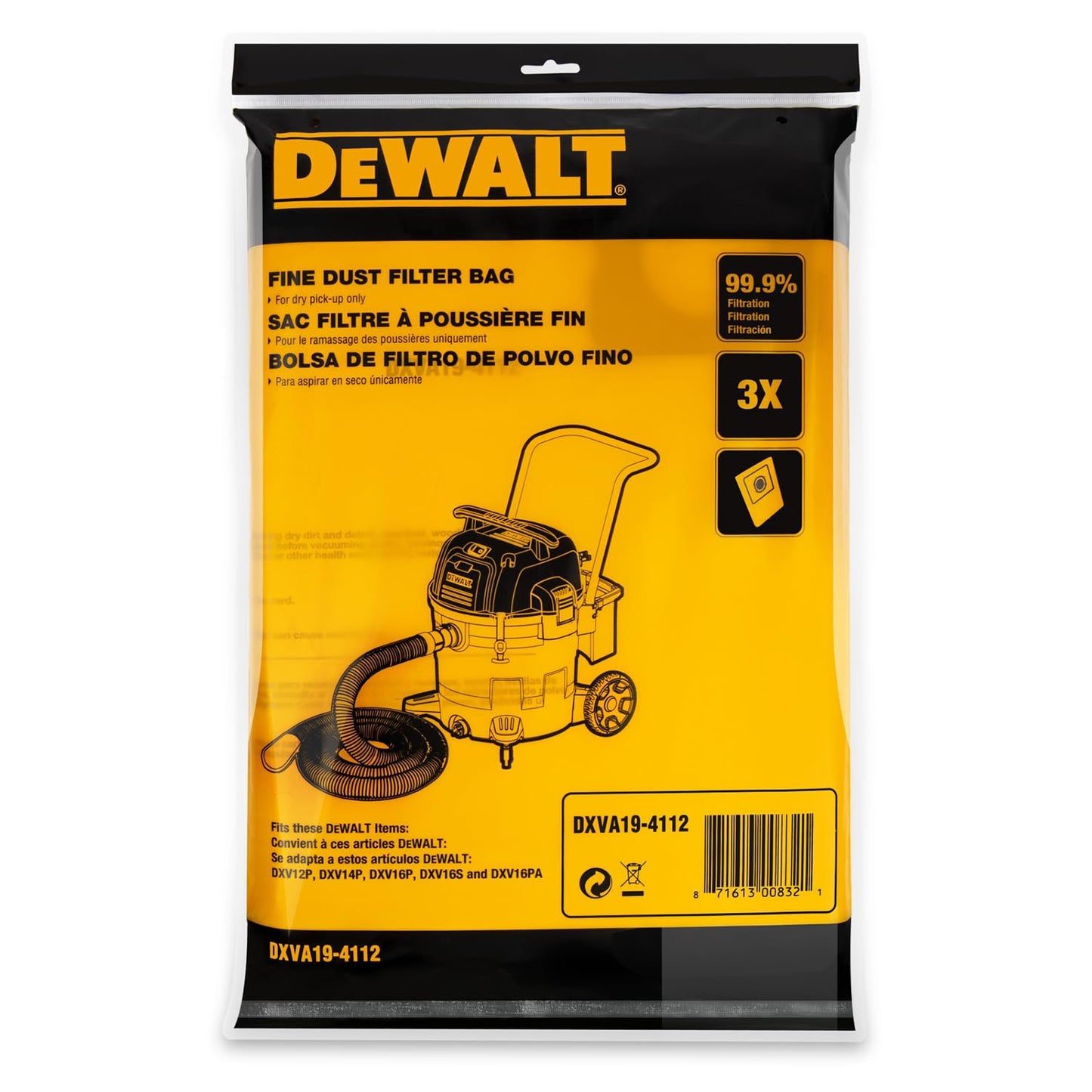 DeWalt DXVA19-4112 - Bolsa de polvo fina (12-16 galones)