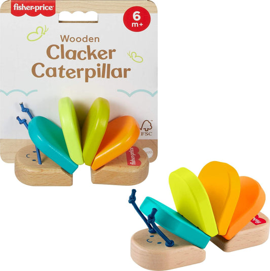 Fisher-Price Juguete para Bebés Oruguita de Madera para bebés de 6 Meses en adelante