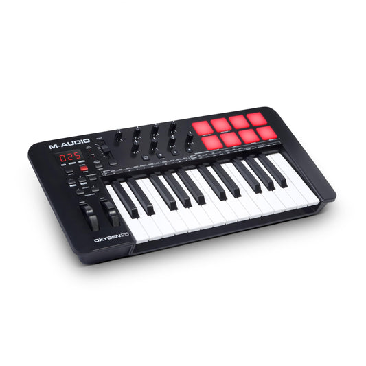 M-Audio Oxygen 25 V - Teclado controlador MIDI USB de 25 teclas con Beat Pads, modos Smart Chord y Scale, arpegiador y suite de software incluidos