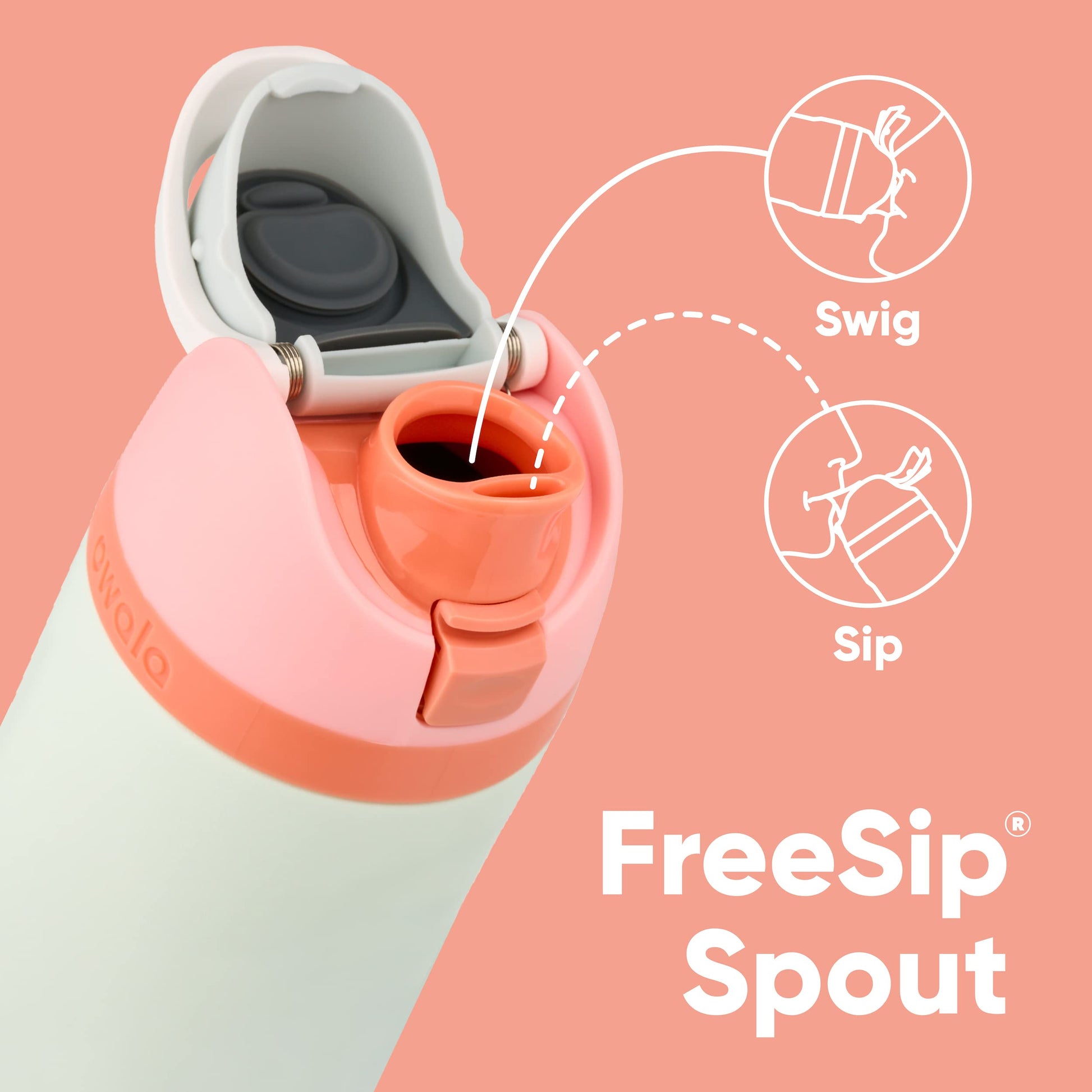 Botella de Agua Aislada Owala FreeSip Naranja Verde con Popote para Deportes y Viajes