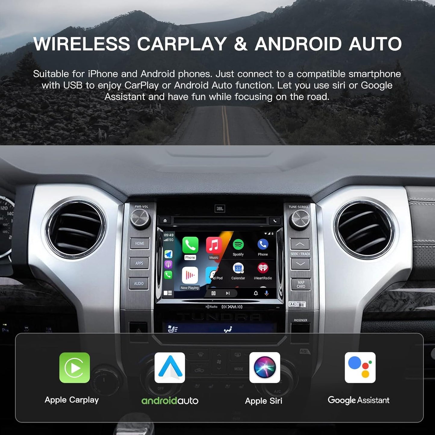 CARabc Wireless Carplay Retrofit Kit Decodificador para Toyota Tundra 2014-2019, Compatible con Android Auto, duplicación, navegación, actualización de firmware