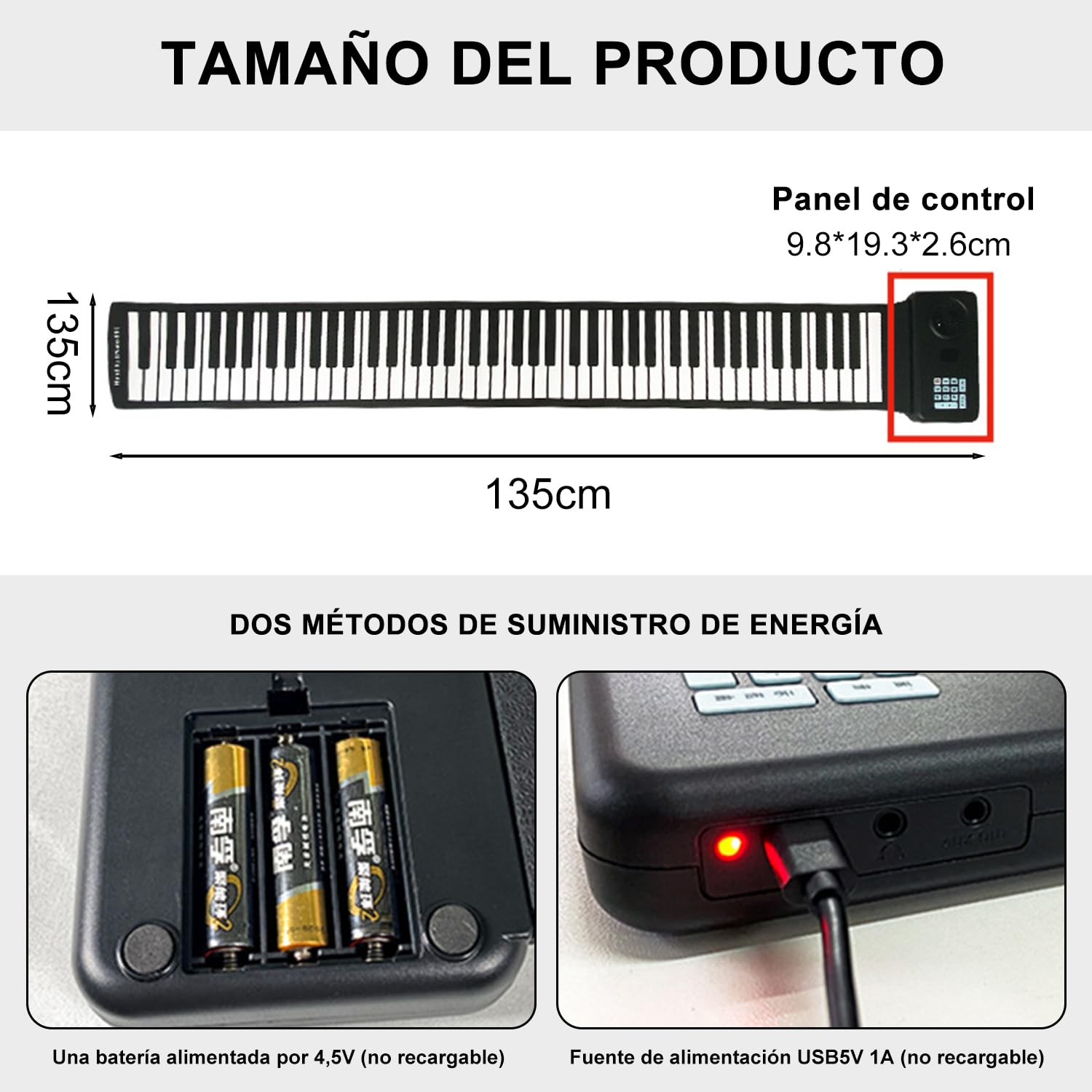 Teclado de Piano Enrollable de Silicona Plegable con 88 Teclas y Altavoz Incorporado para Niños y Adultos Principiantes