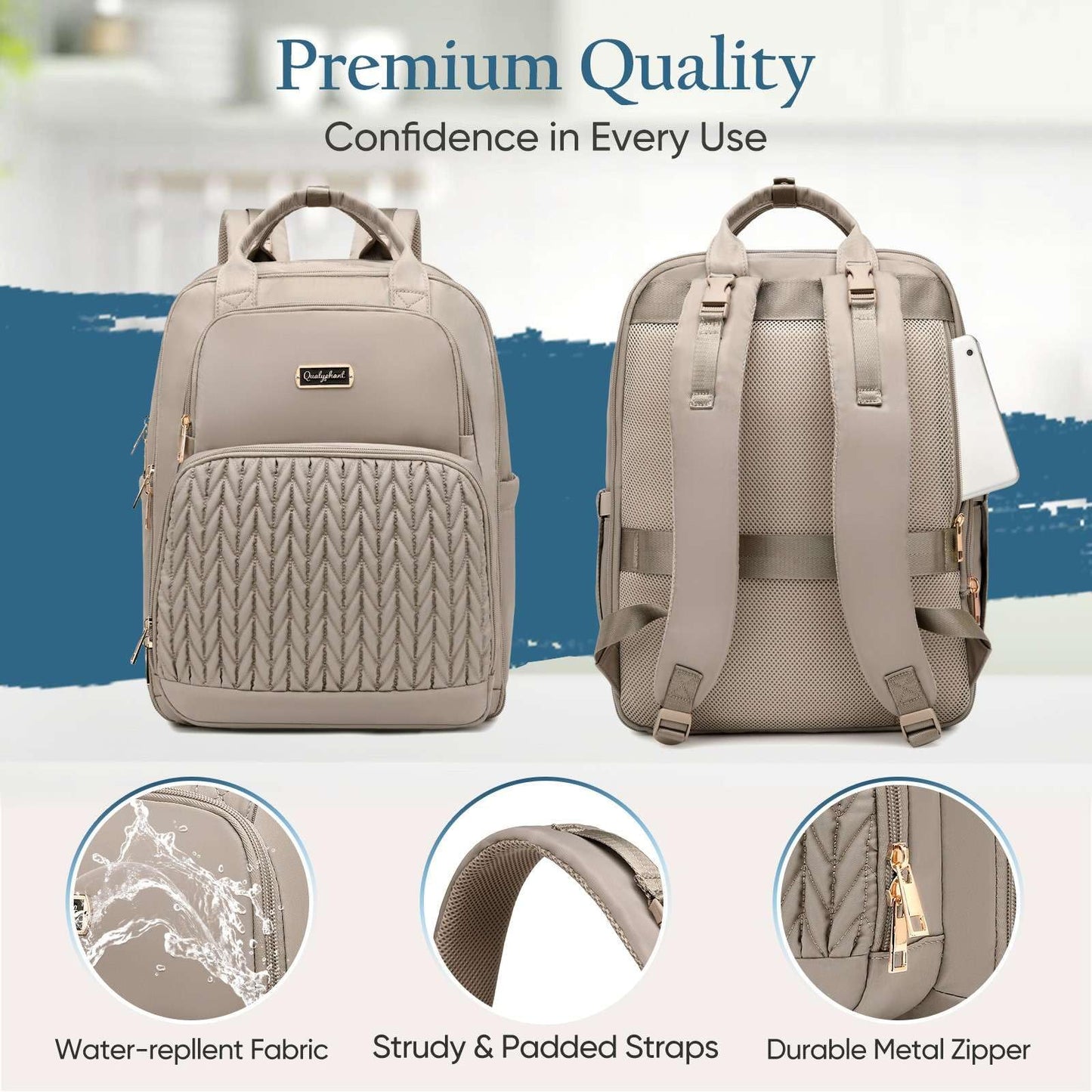 Qualyphant Mochila para pañales - Mochila para pañales extragrande para dos niños gemelos (expandible 30-38L) - Mochila de viaje para bebé con cambiador para mamá y papá (acolchada, resistente al agua