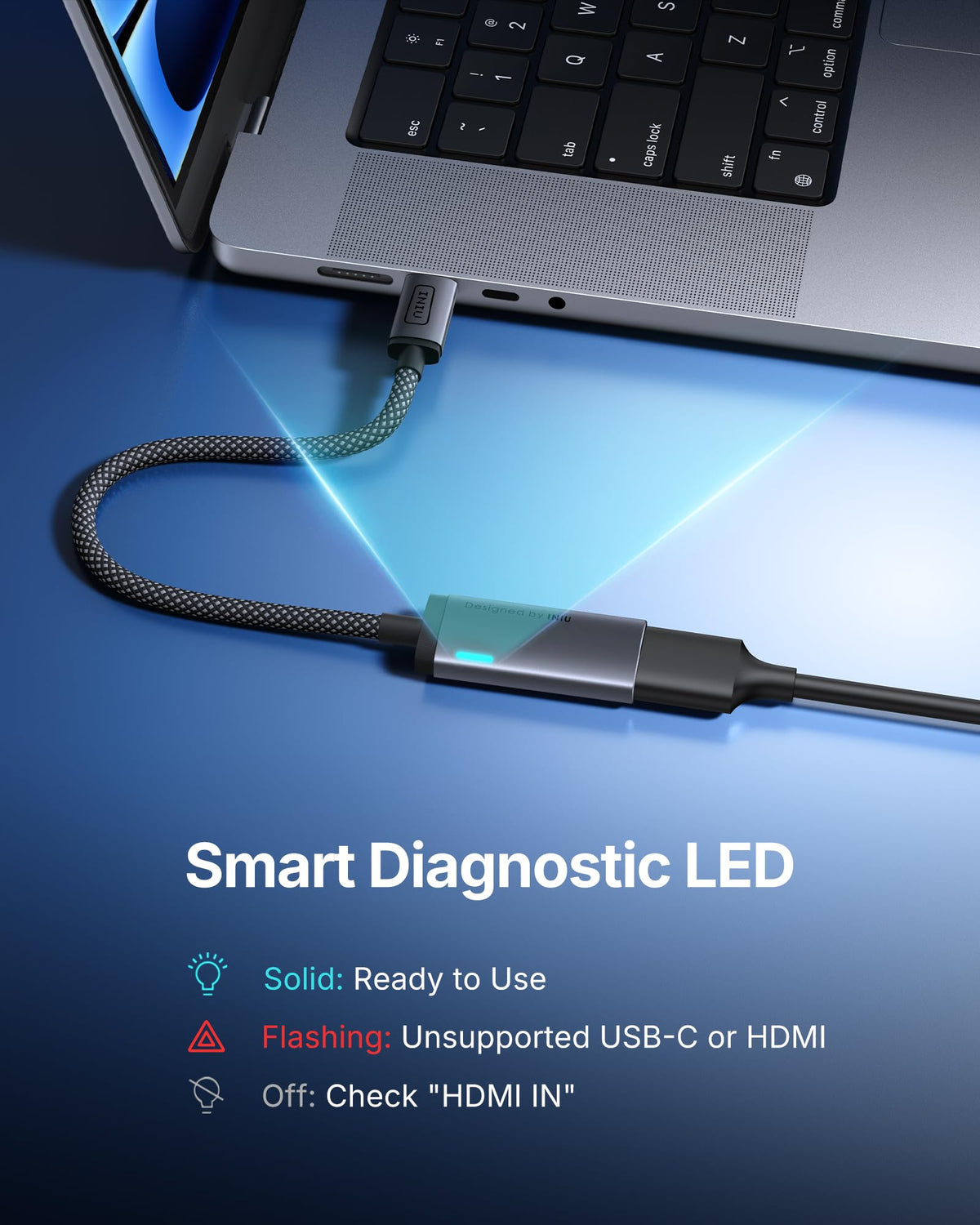 Adaptador USB C a HDMI INIU Plata 4K@60Hz para MacBook, iMac, iPad Pro, iPhone, Samsung Galaxy, Steam Deck, Monitor de Juegos, Proyector, Portátil