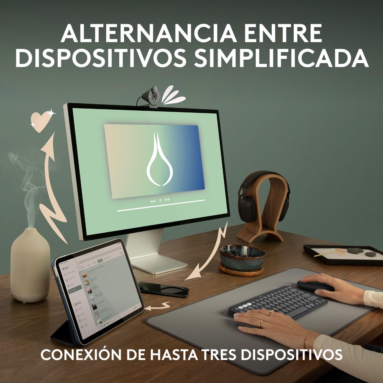 Logitech Pebble Mouse 2 M350s, estilizado Mouse inalámbrico Bluetooth, Ligero, Personalizable, clicks discretos, Easy-Switch, Windows, macOS, iPadOS, Android, ChromeOS - Rosa