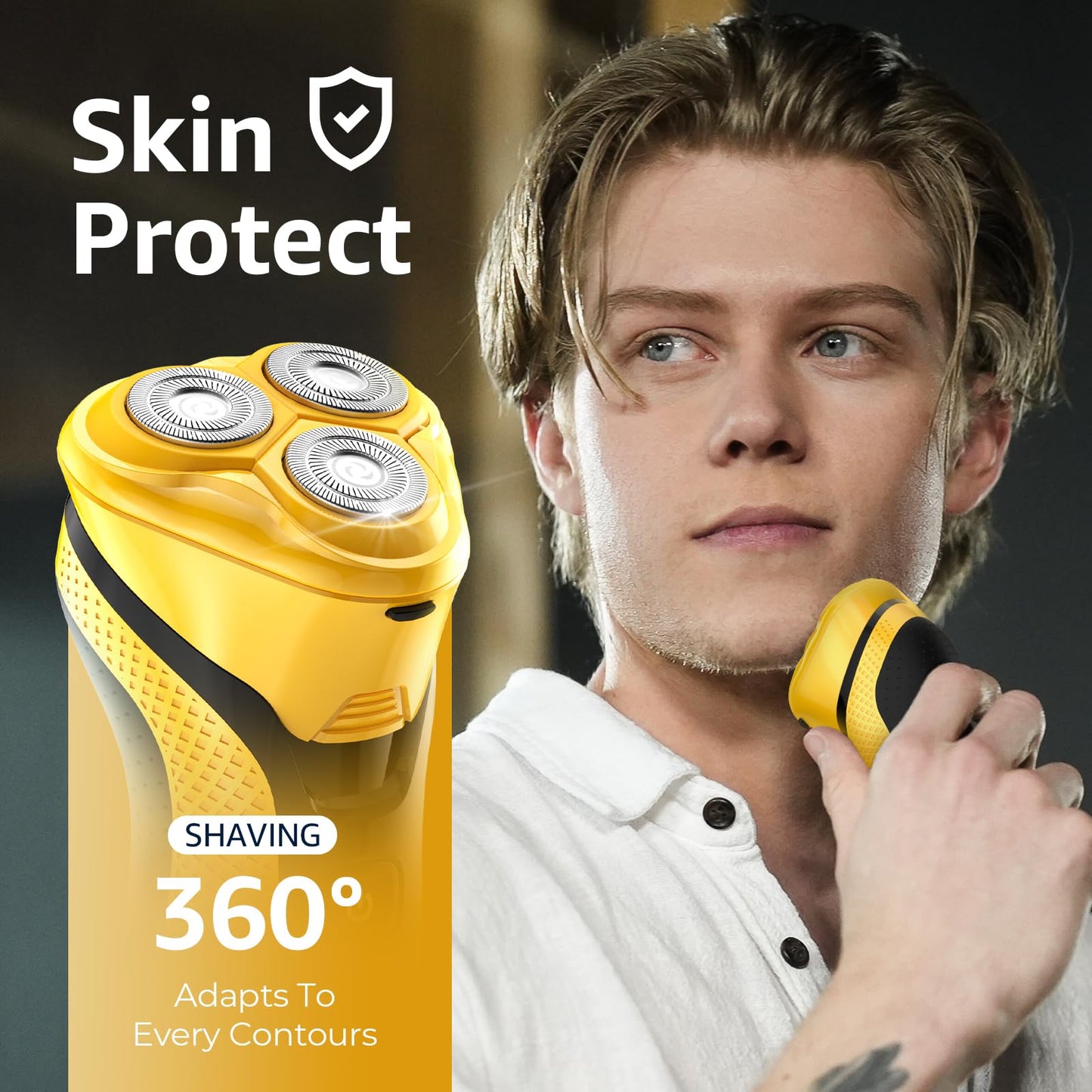Afeitadora eléctrica para hombre, rategist, recargable, para hombre, impermeable, para secar en húmedo, sin cables, velocidades ajustables, con recortadora de pelo de nariz, recortadora de patillas