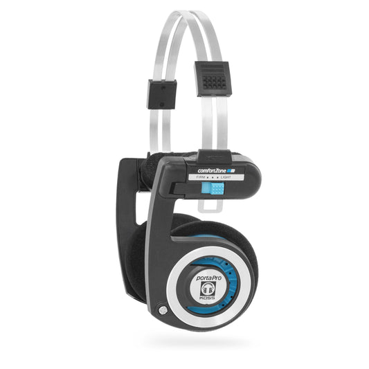 Koss Porta Pro - Auriculares inalámbricos Bluetooth 2.0, batería de más de 20 horas, carga USB-C, micrófono, paso de audio analógico, estilo retro, negro