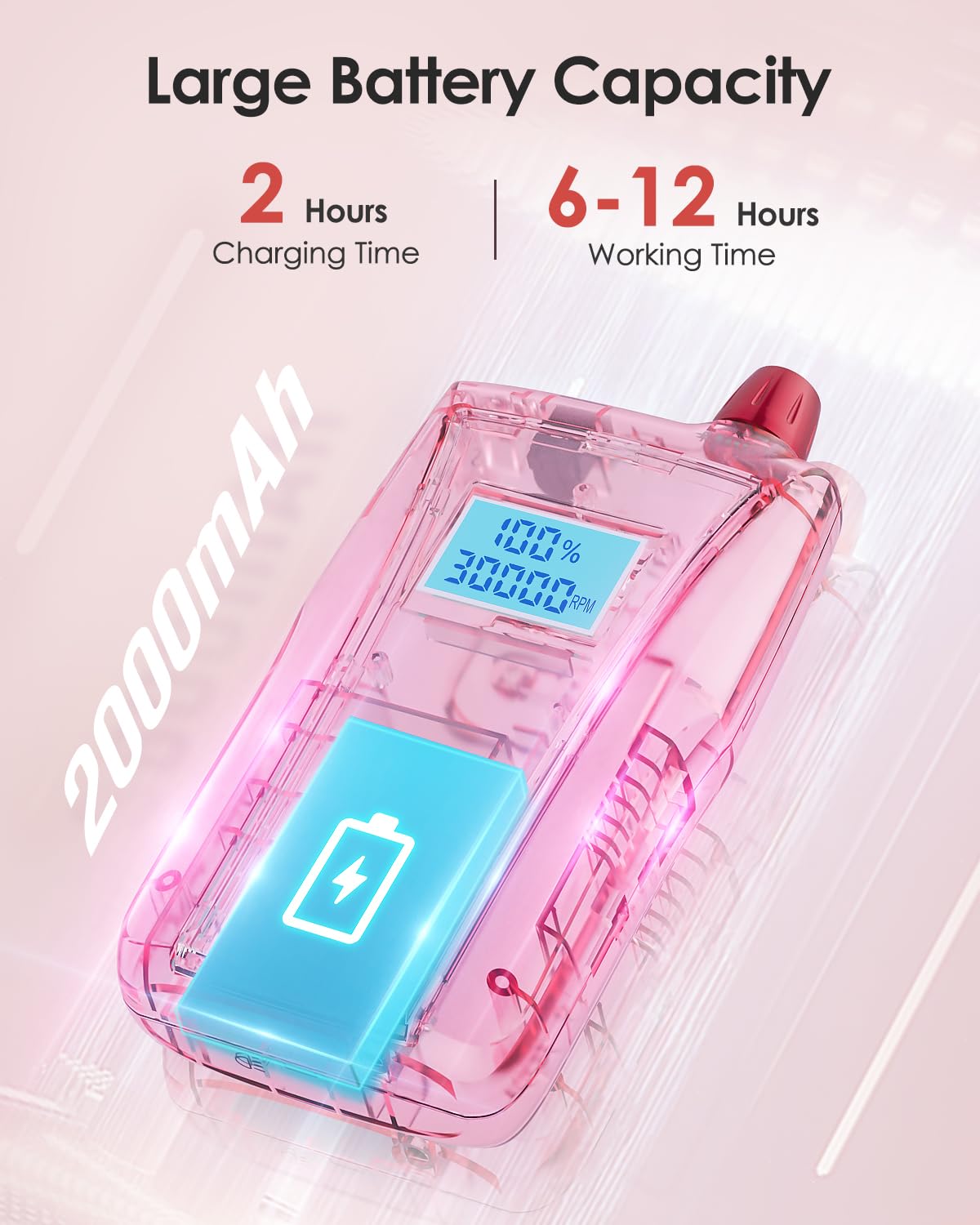 Máquina de Taladro de Uñas Beloving Recargable Eléctrica 30000 RPM con Visualización de Velocidad para Manicura y Pedicura en Salón