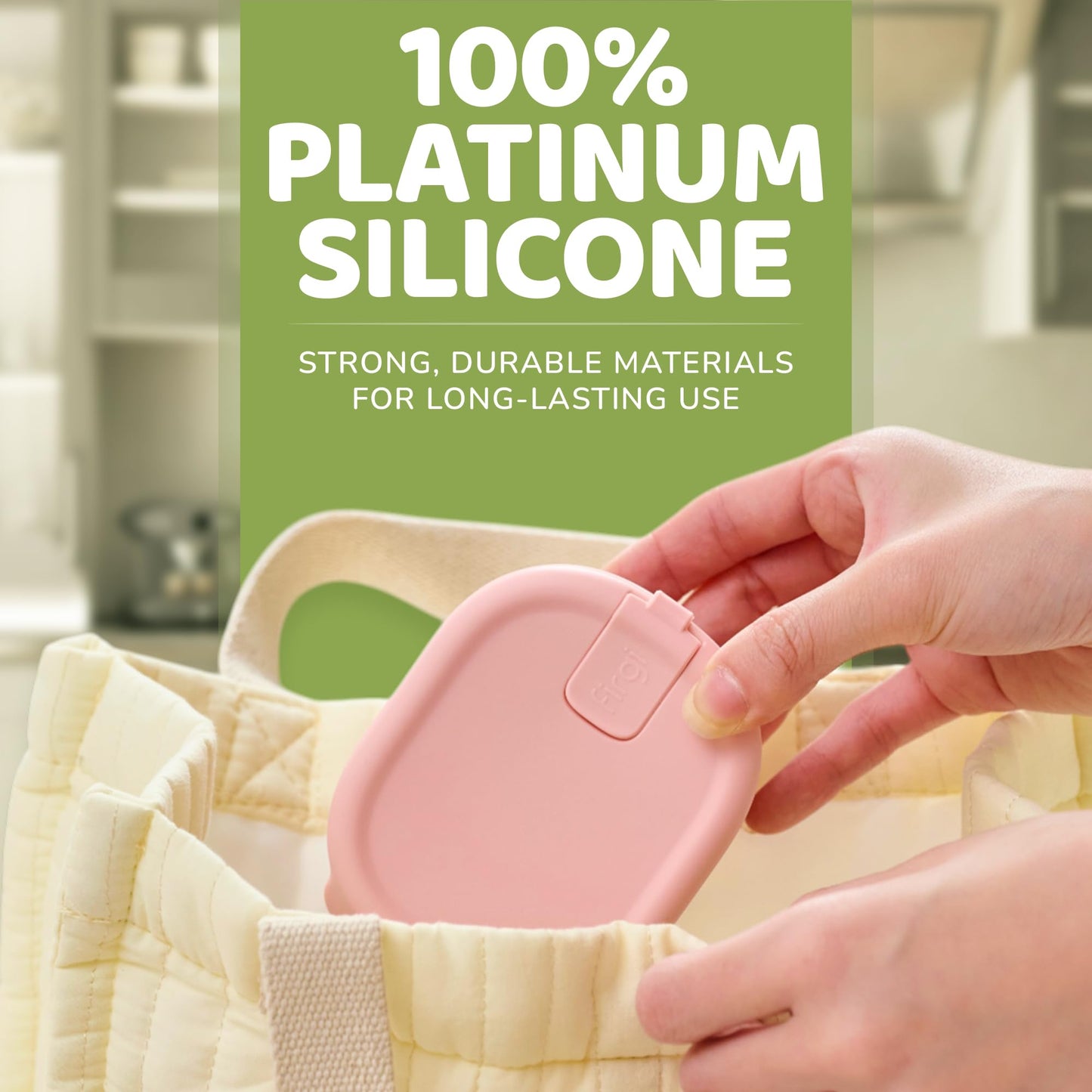 Firgi - Recipientes de silicona de almacenamiento de alimentos para bebés con tapa hermética, sin BPA, a prueba de fugas, aptos para microondas y lavaplatos, recipientes reutilizables para aperitivos