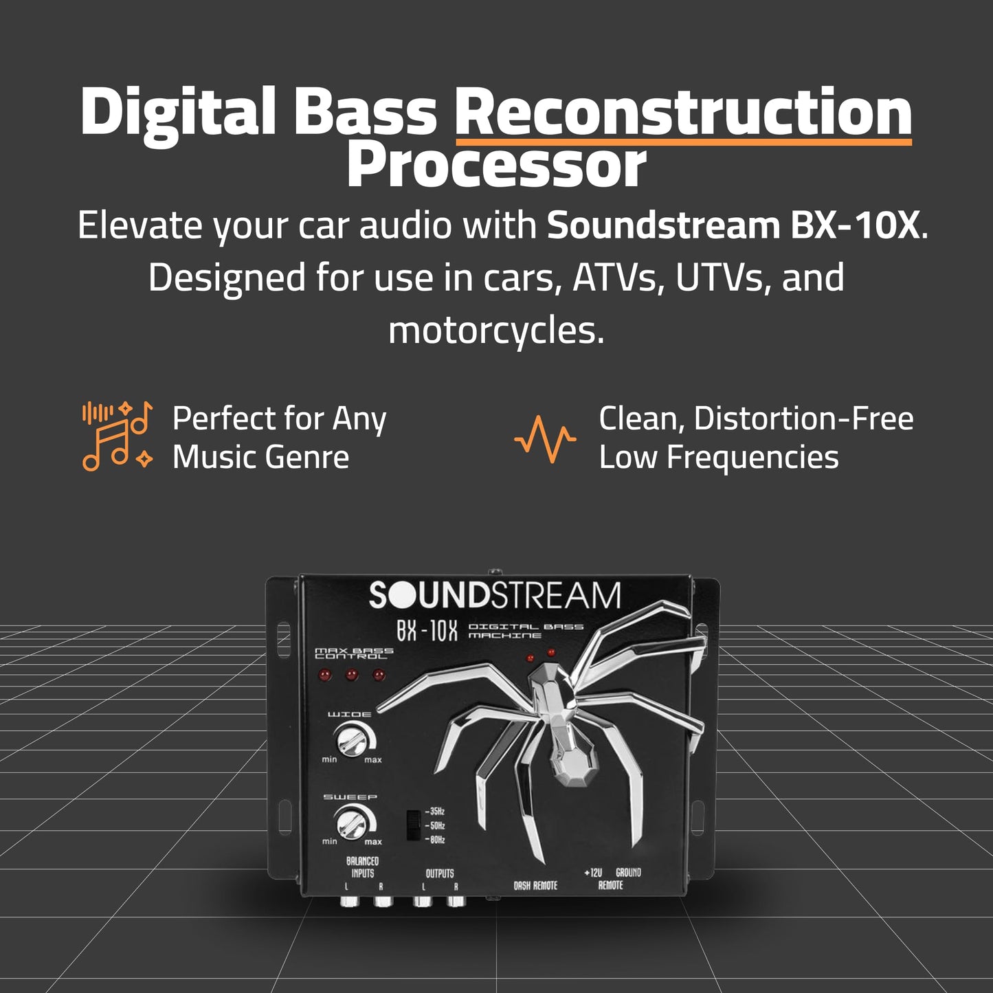 Soundstream Bx10x - Procesador de reconstrucción de Graves, Color Negro, Procesador de Graves, 10.75in. x 8.75in. x 2.5in., Negro