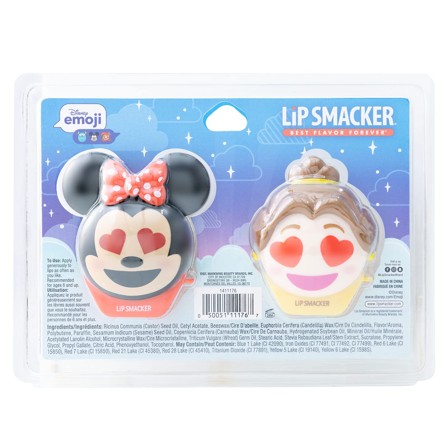 Lip Smacker Disney Emoji Lip Balm Duo- Belle & Minnie Last Rose Petal/Strawberry Le-Bow-nade