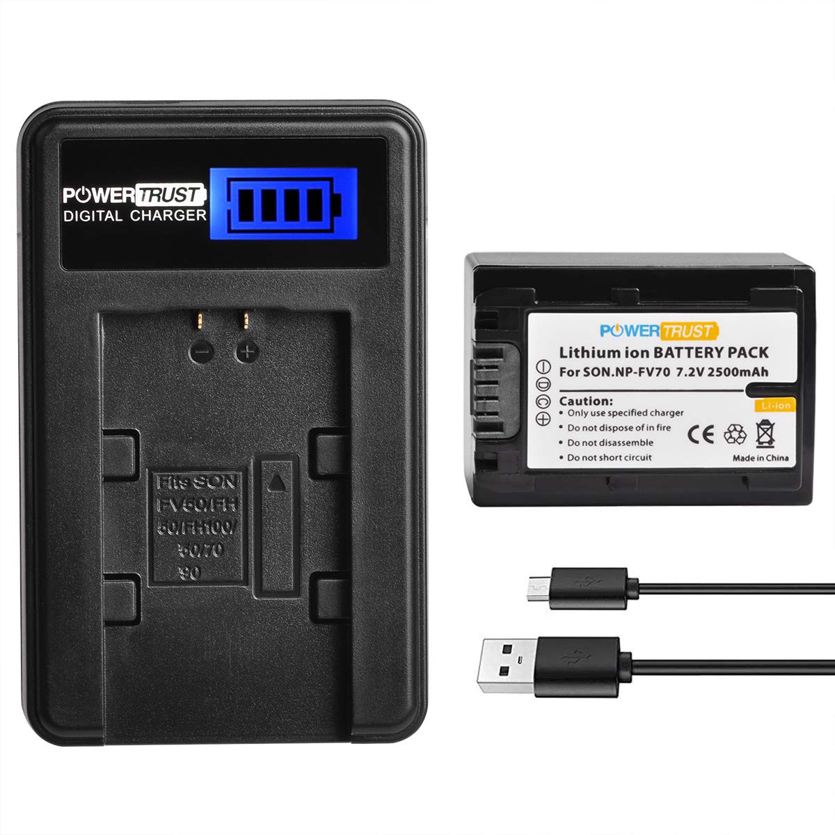 Cargador USB PowerTrust para Sony HDR-CX y HDR-PJ Negro