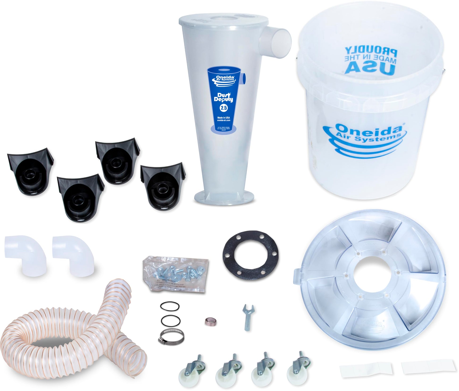 Kit Colector de Polvo Oneida Air Systems Transparente con Separador Ciclónico Portátil 2.5 Deluxe 5 Gal para Aspiradoras en Húmedo y Seco