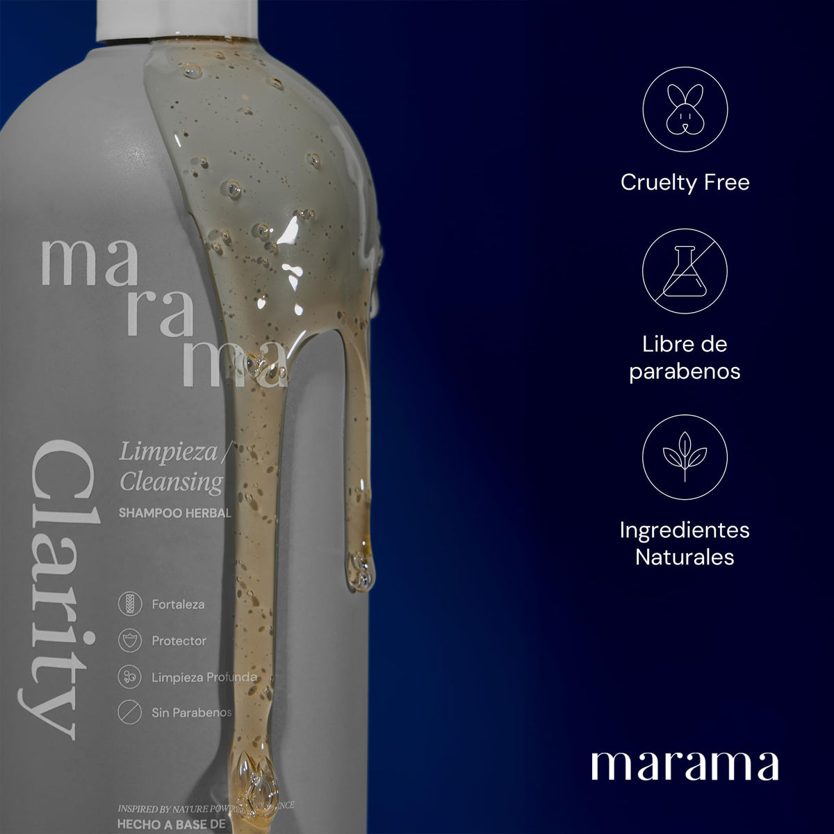 MARAMA | Clarity Shampoo sin Parabenos - Herbal Shampoo - 500 ml | Fortalece - Tratamiento para Pelo Maltratado - Anticaspa - Anti Frizz Cabello | Vegano - Cruelty-Free