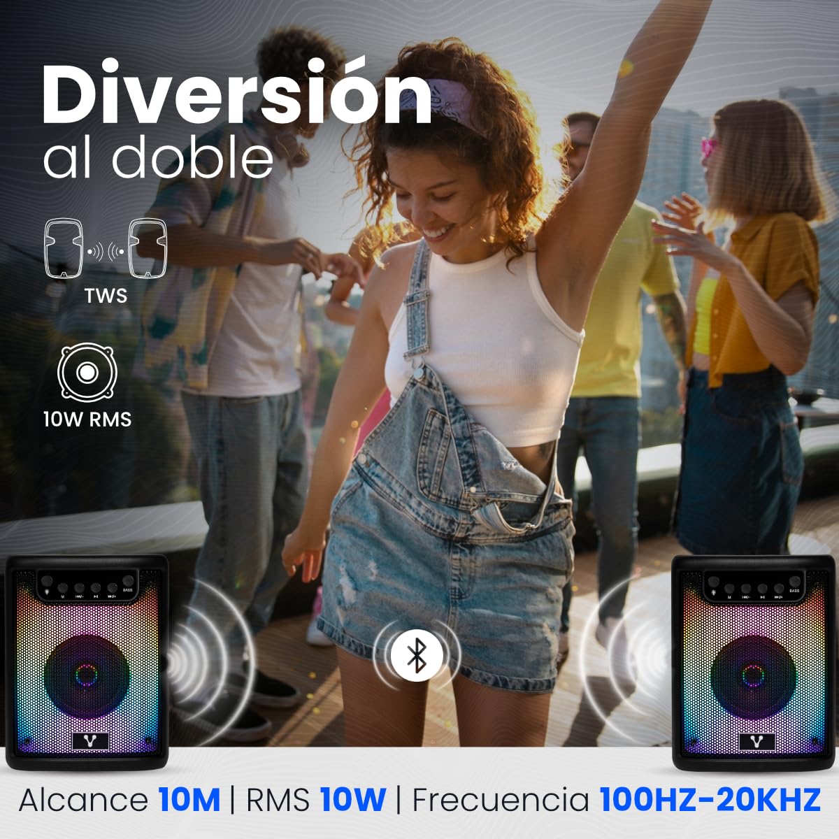Bocina Karaoke Vorago KSP-180 Inalámbrica Iluminación RGB Portátil Bluetooth 5.3