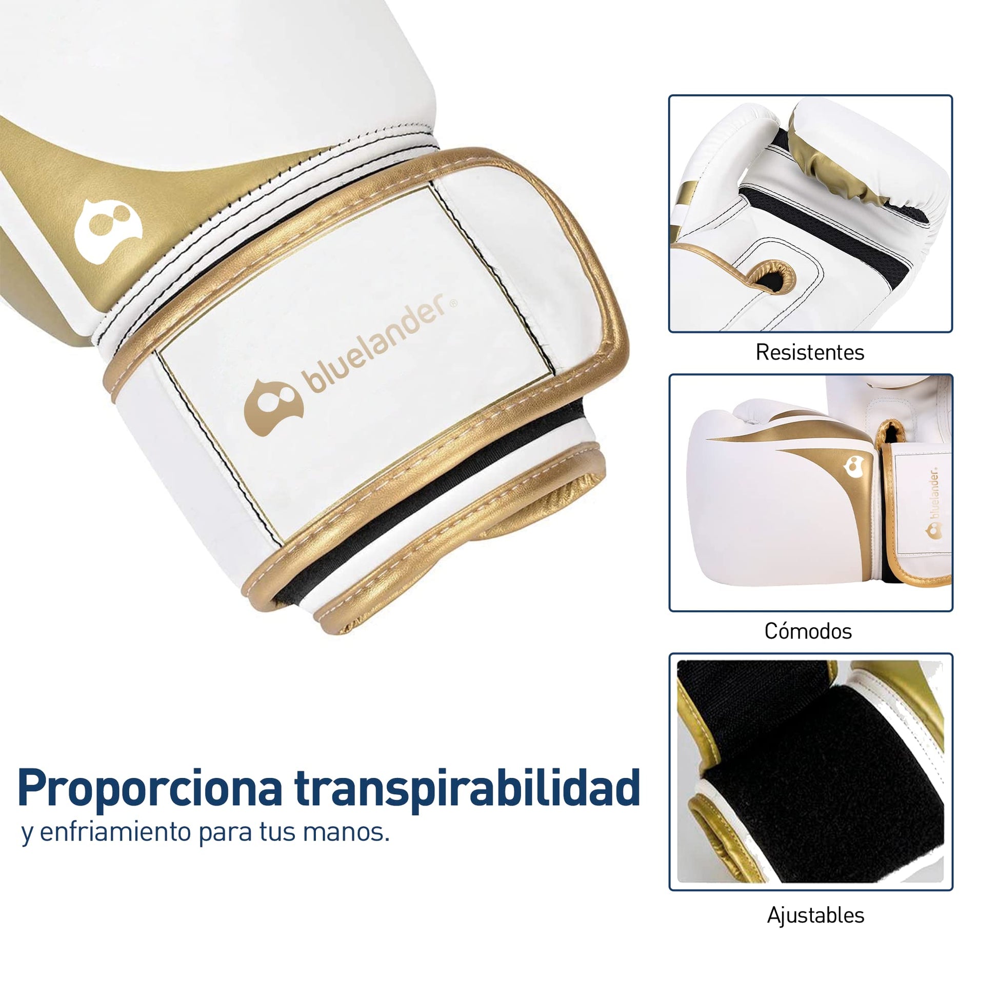Bluelander Guantes de Boxeo 10 Oz para Hombres y Mujeres, con Protector Bucal, Absorción de Impactos y Correa de Velcro, Ideales para Kickboxing y MMA, Adecuado para Boxeo