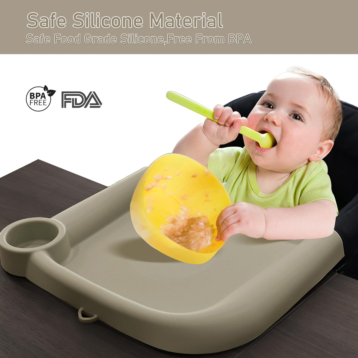 Bandeja de comedor de silicona mejorada para bebé, compatible con silla de mesa rápida Inglesina y sillas altas con gancho, sin BPA y apta para lavaplatos, charola de alimentación extraíble