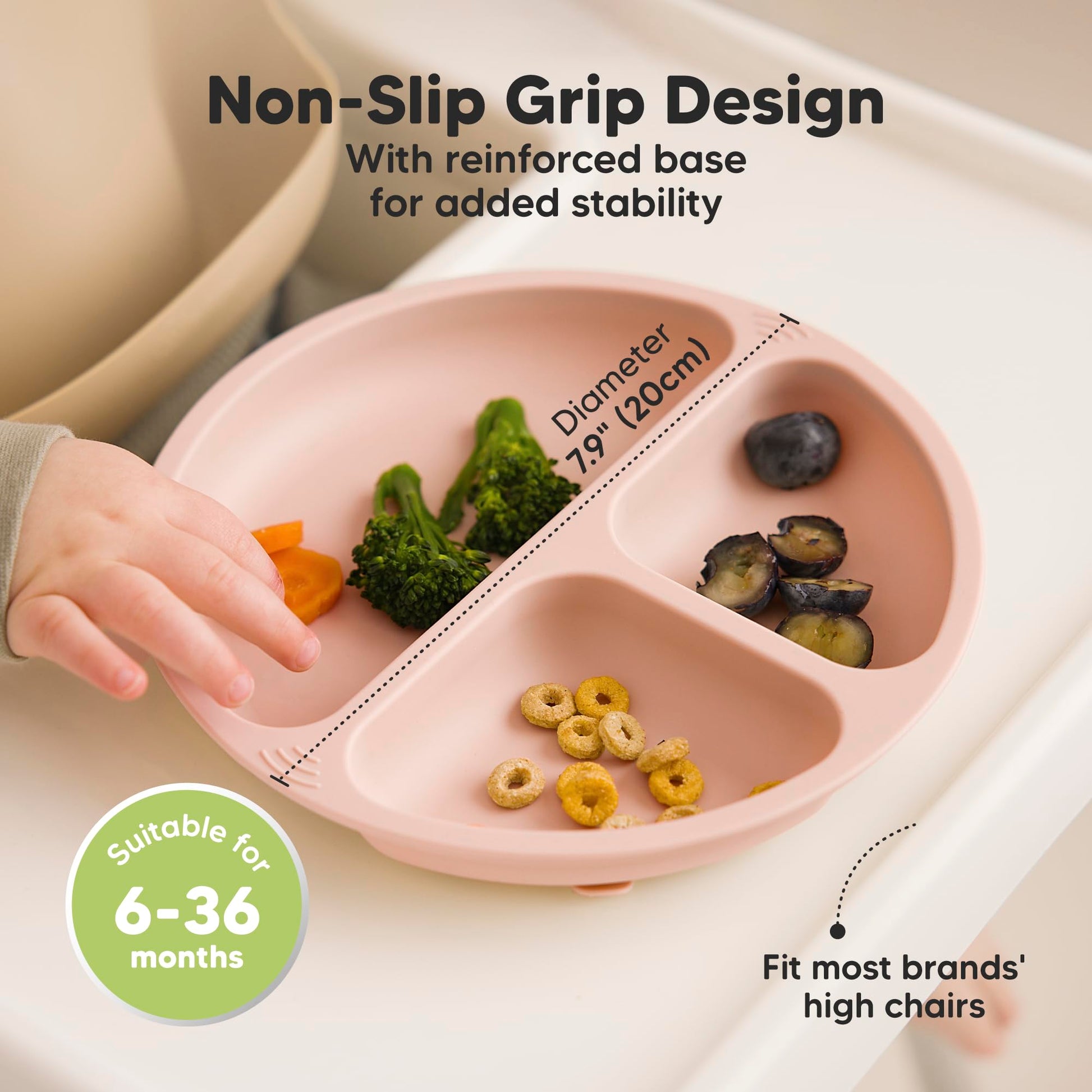 KeaBabies - Placas de succión con tapa para bebé, 3 unidades, 100% silicona, sin BPA, microondas (borgoña)