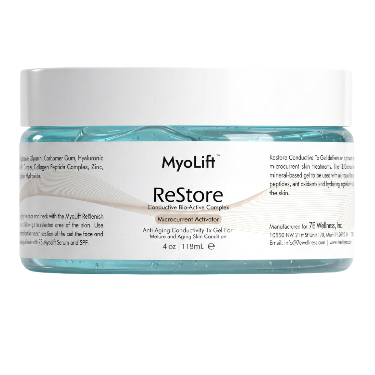 Gel conductor restaurador de 4 oz, complejo bioactivo para microcorriente - extracto de té verde, péptidos de colágeno, cuidado de la piel facial, antienvejecimiento y reafirmante de la piel