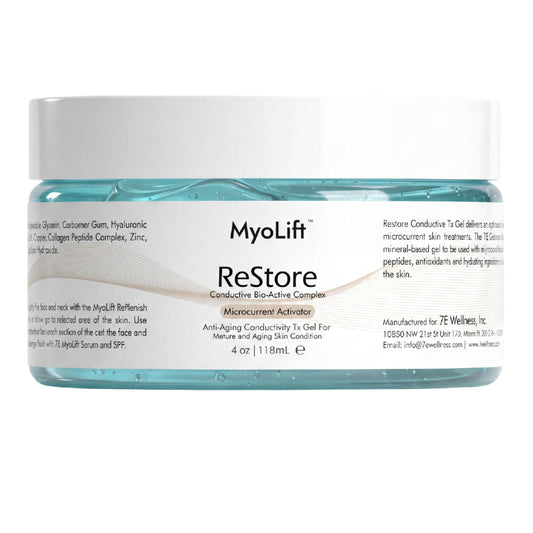 Gel conductor restaurador de 4 oz, complejo bioactivo para microcorriente - extracto de té verde, péptidos de colágeno, cuidado de la piel facial, antienvejecimiento y reafirmante de la piel