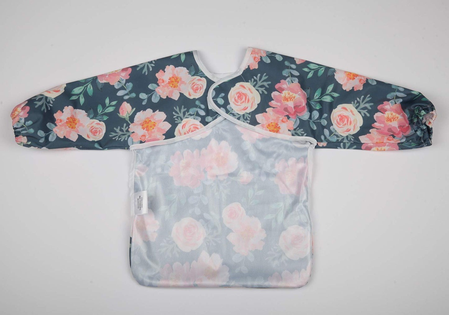 Sigzagor Baby Bib Sleeved Shirt With Pocket 1-3 years old Toddler Painting Drawing (Floral), 15.3inx12.6in
