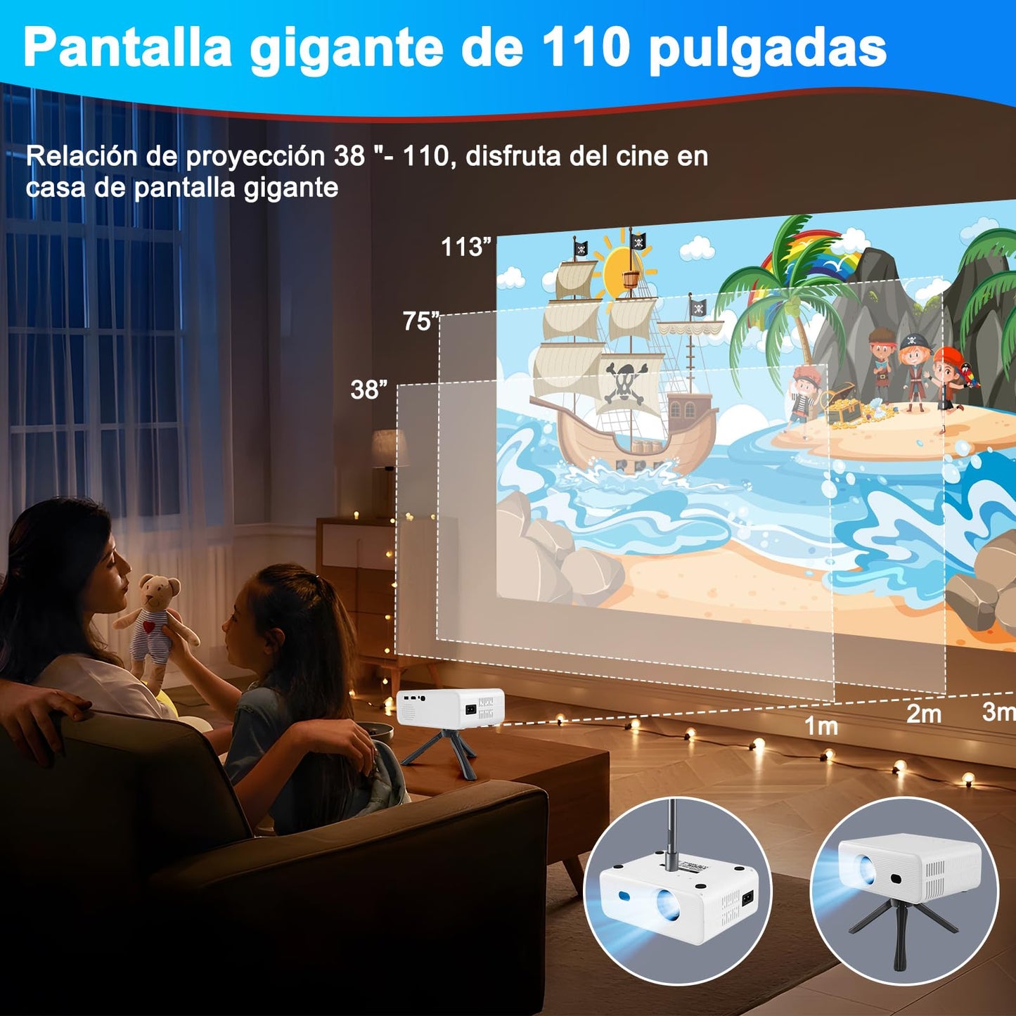 Proyector Portátil Actualizado, Proyectores WiFi Incorporado Sistema 11.0