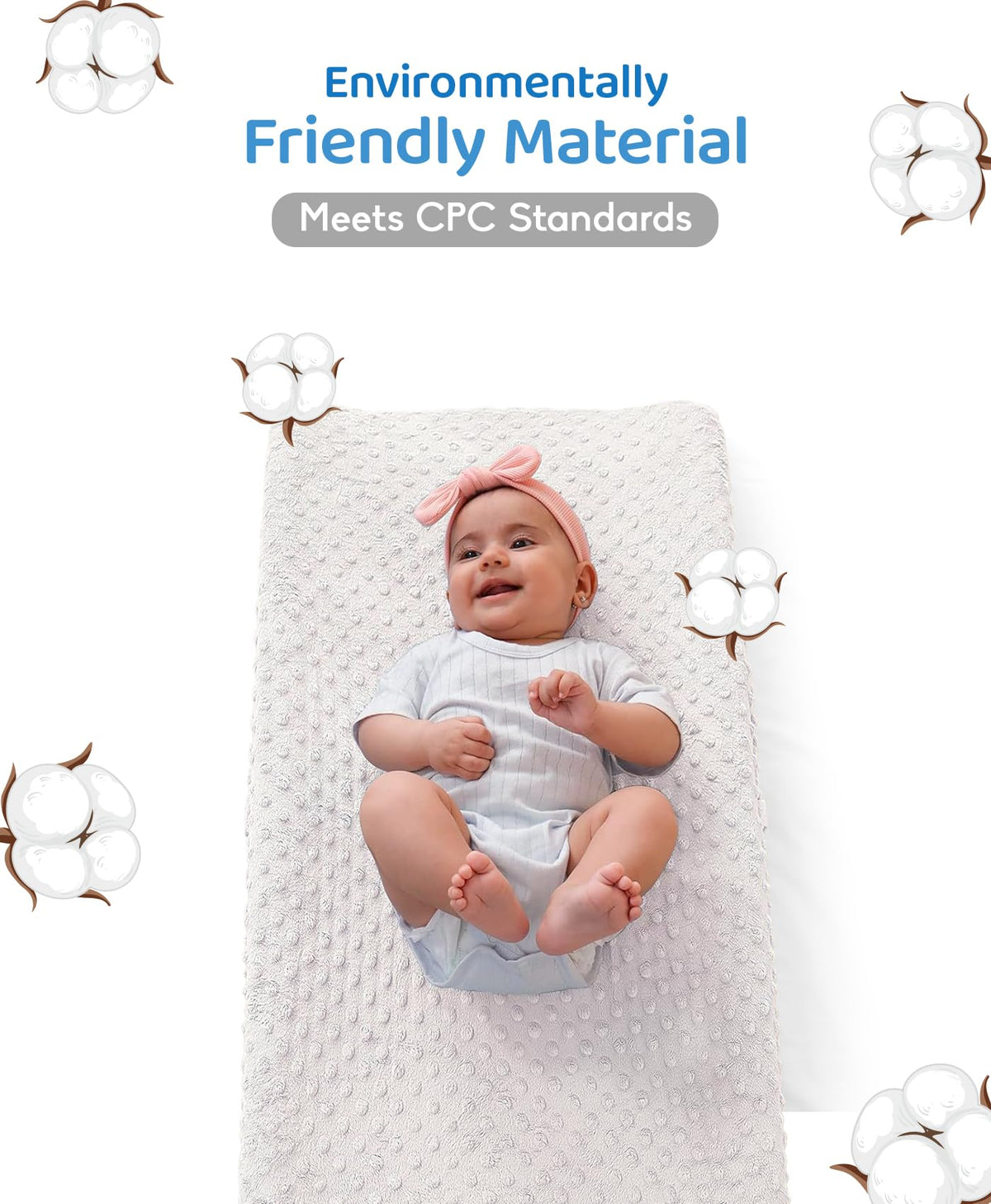 LOONAH - Cambiador pequeño compacto con cubierta, 27 x 16 pulgadas, cambiador de pañales contorneado para cuna combinada con cambiador, impermeable e hipoalergénico, correa de seguridad con hebilla de