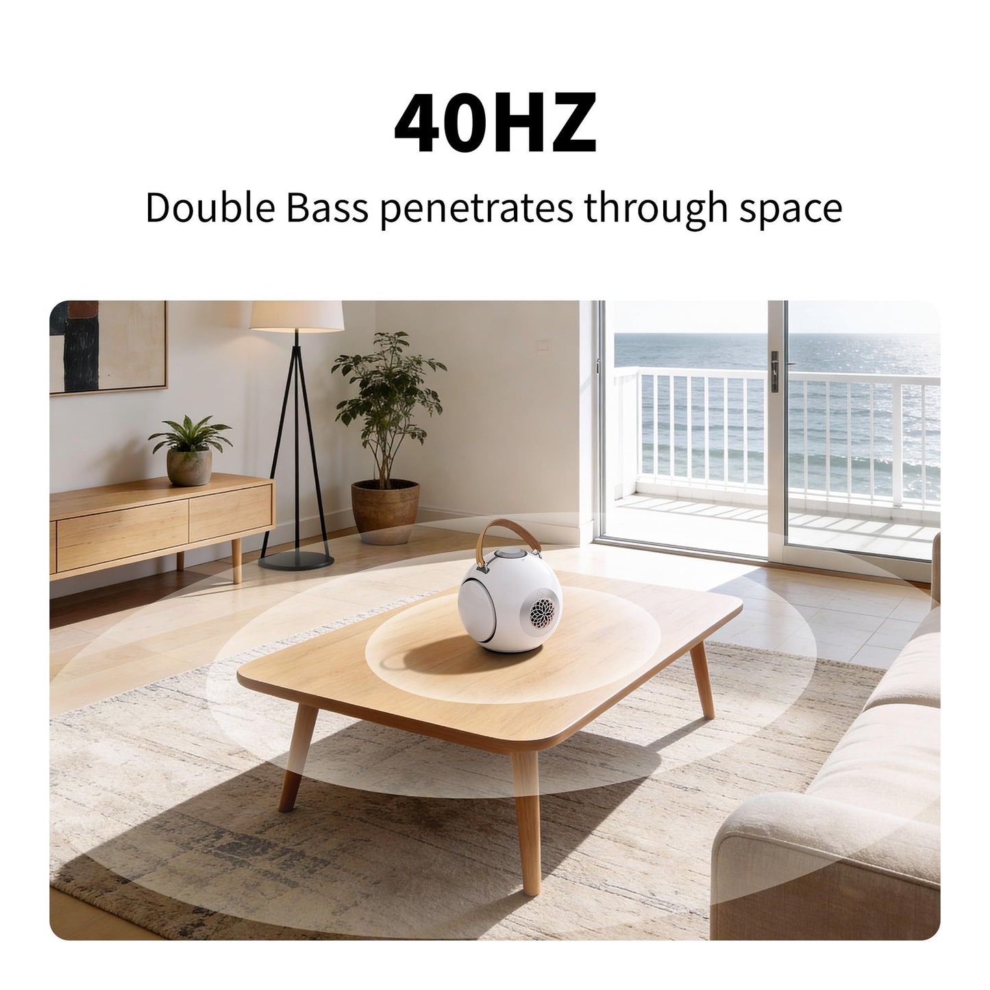 UB+ dB1 - Altavoz Bluetooth de doble graves | Sonido de alta fidelidad de 40 W con graves profundos extremos, tiempo de reproducción de 20 horas, IPX5 impermeable y TWS (blanco brillante), tecnología