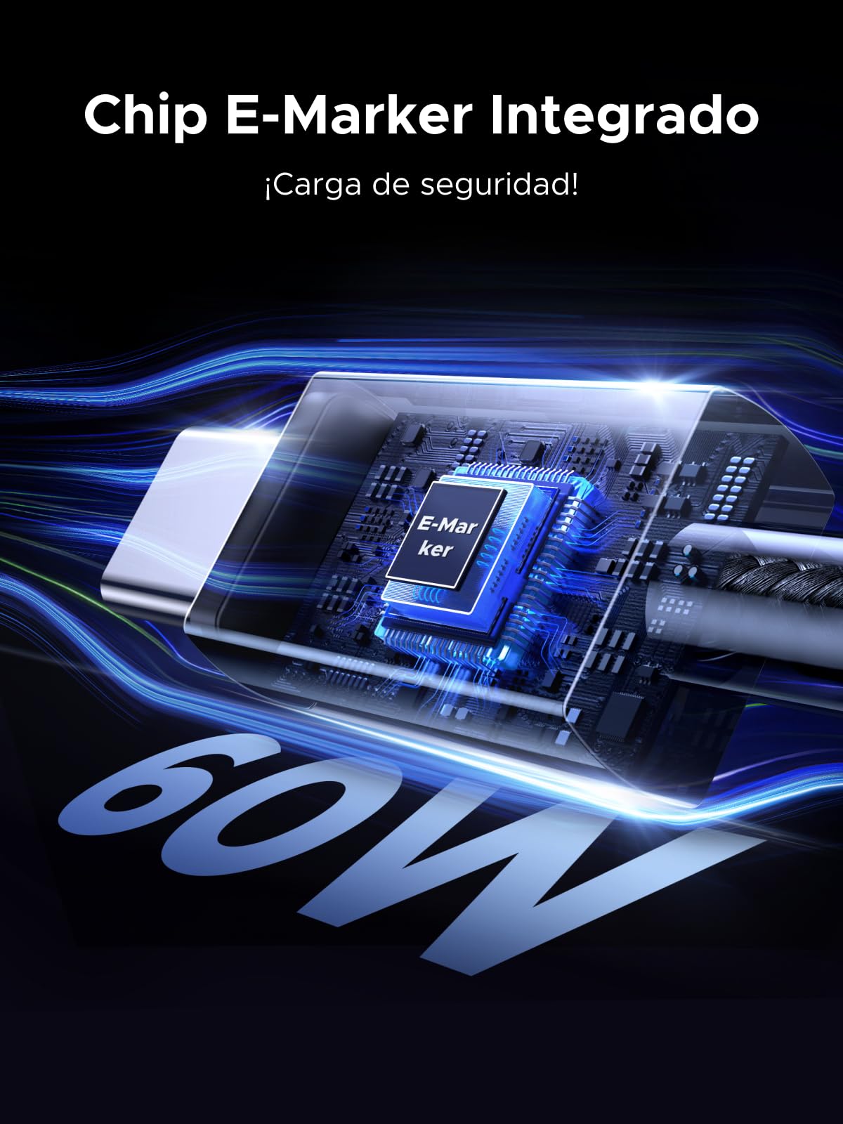Cable USB C a C UGREEN 2M 60W Rápido Negro