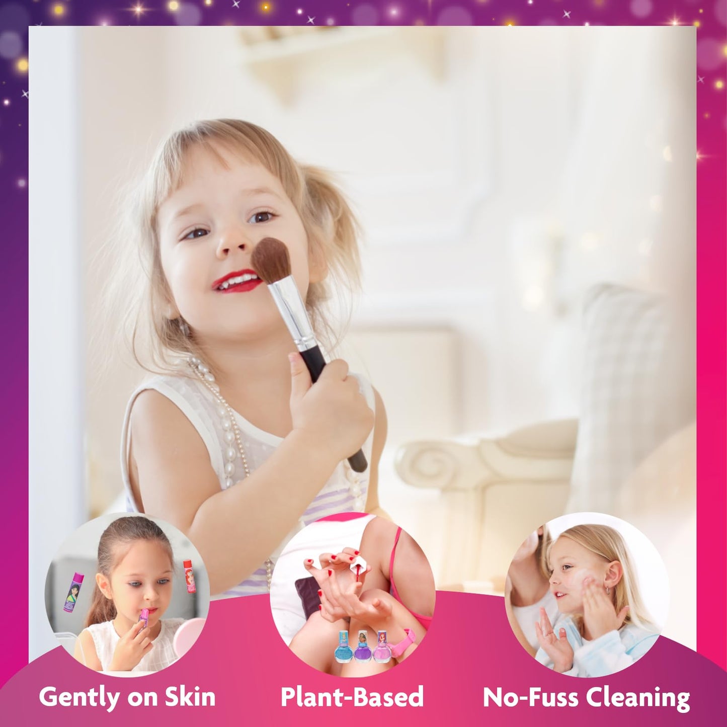 Disney Princess Set de Maquillaje para Niñas Gloss y Esmalte con Maletín de Belleza