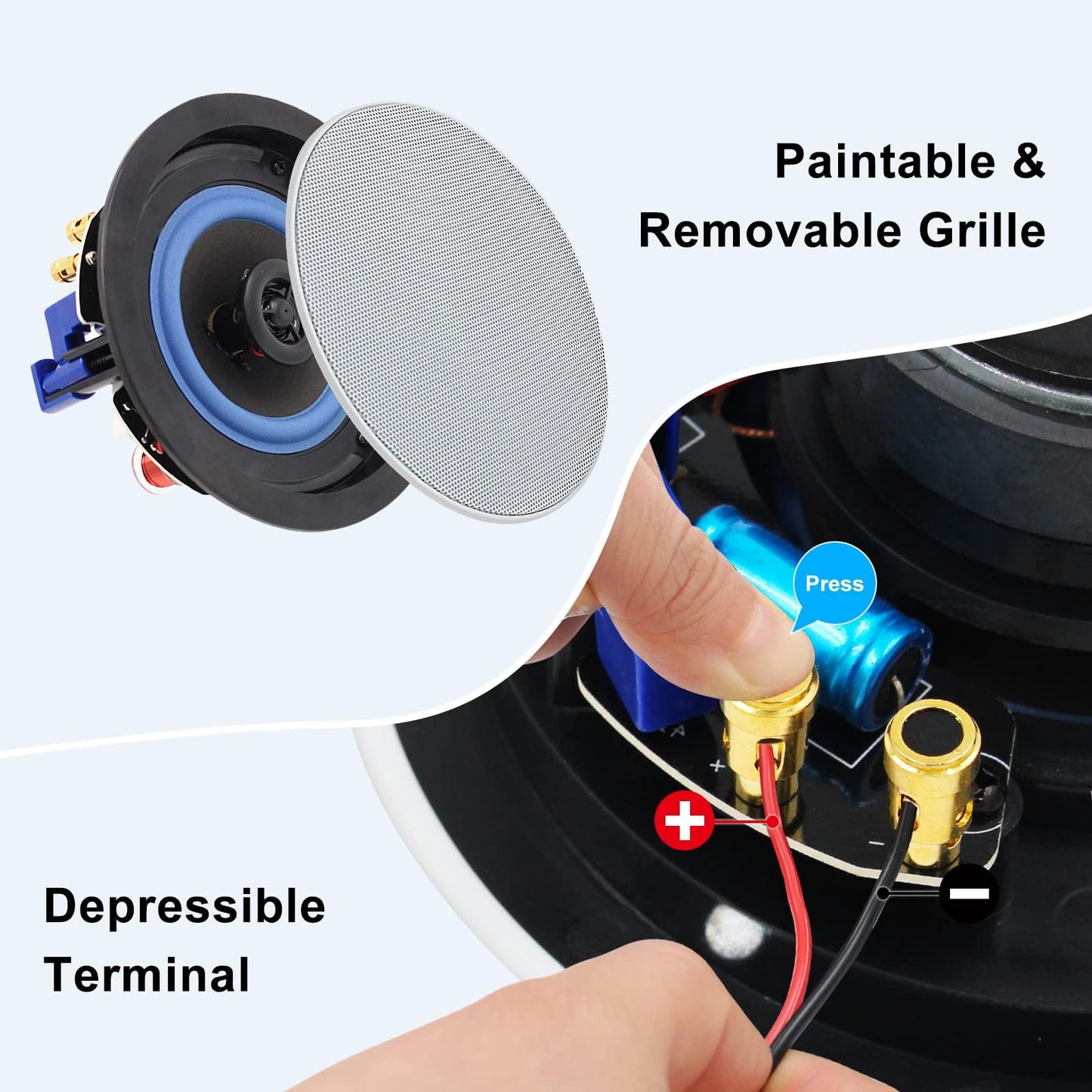 Herdio Paquete de Altavoces de Techo Compatible con Bluetooth de 2 vías de 4 Pulgadas, 320 vatios, perfectos para Sistema de Cine en casa, Sala de Estar, Oficina