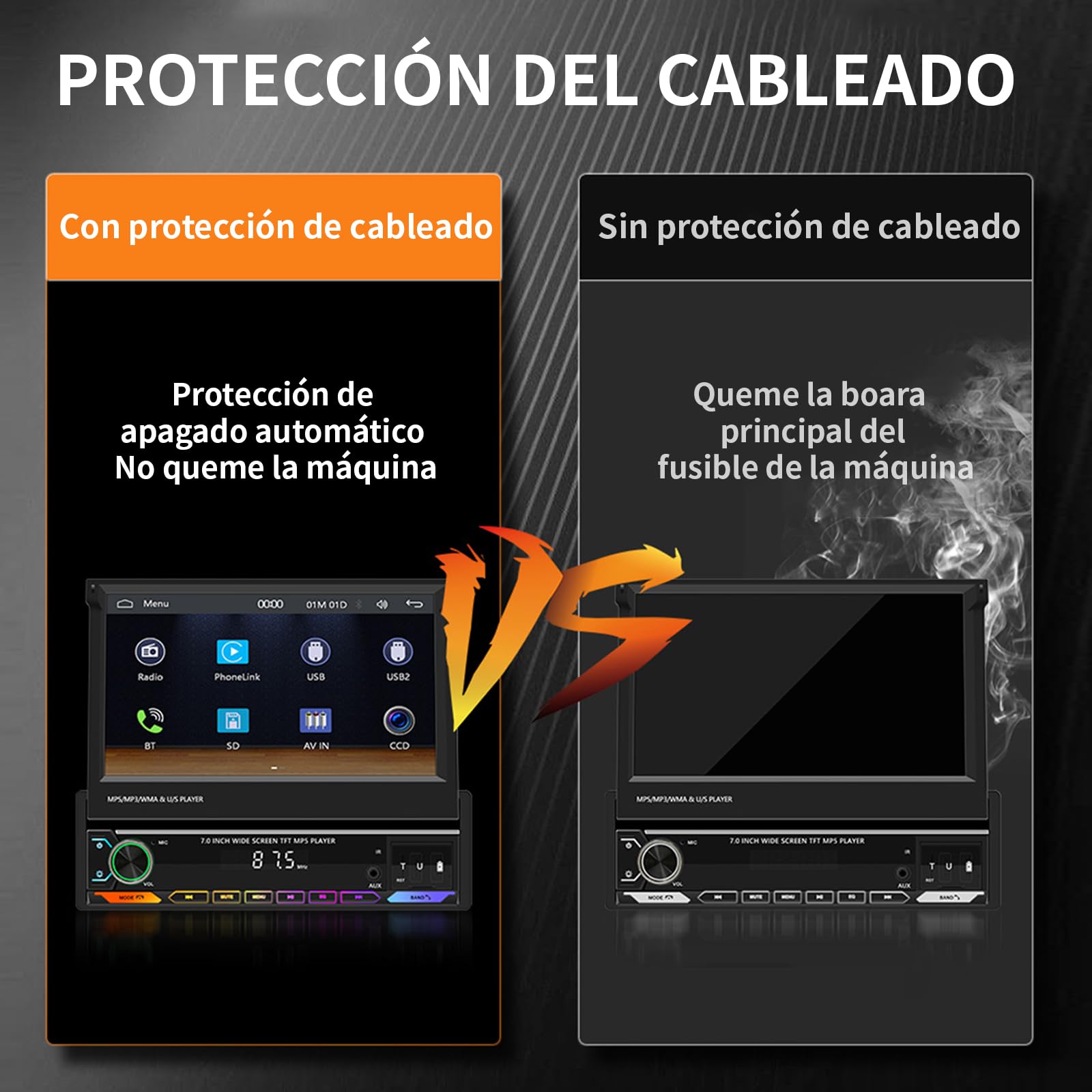 FINYQBET Stereo para Auto de 7 Pulgadas,estereo 1 din con CarPlay y Android Auto, Control de Volante y Cámara de Reversa,Estereos para Coches Ideal para Conducir Seguro y Disfrutar de Música Inmersiva