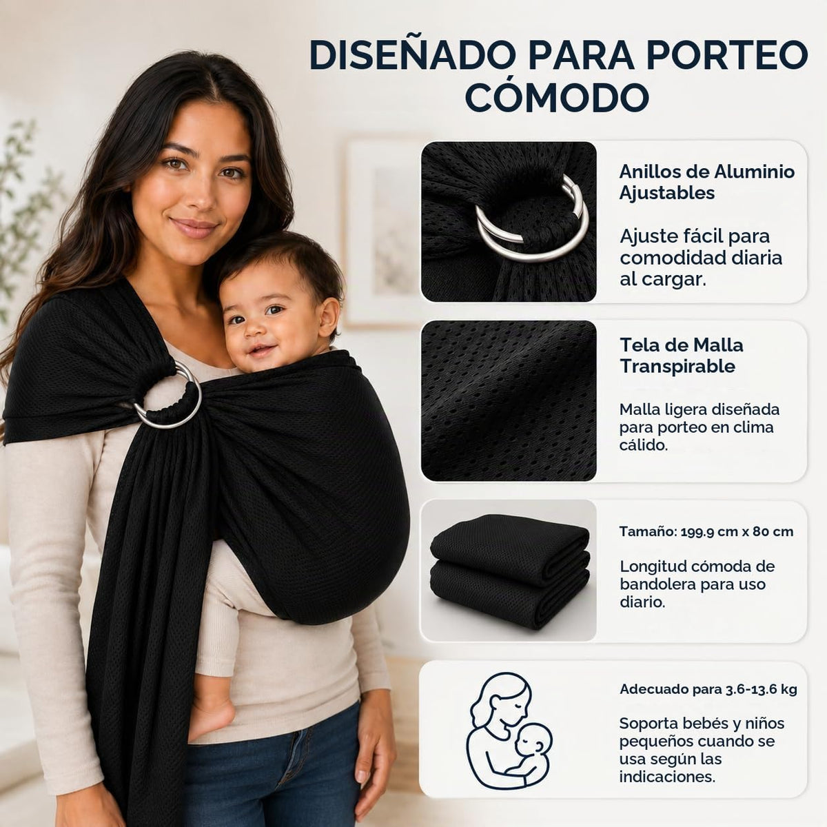 Vlokup Portabebés de Anillo de Agua para Bebé | Malla Transpirable y Ligera para Recién Nacido, Niños y Niños Pequeños | Perfecto para Verano, Natación, Piscina