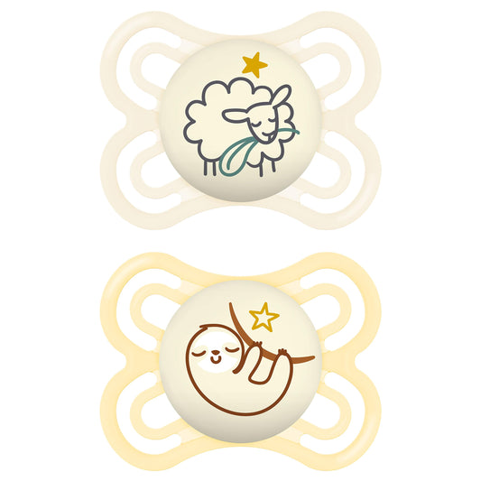 MAM Perfect Night 2 Piece Baby Pacifier, Unisex, 0-6 Months