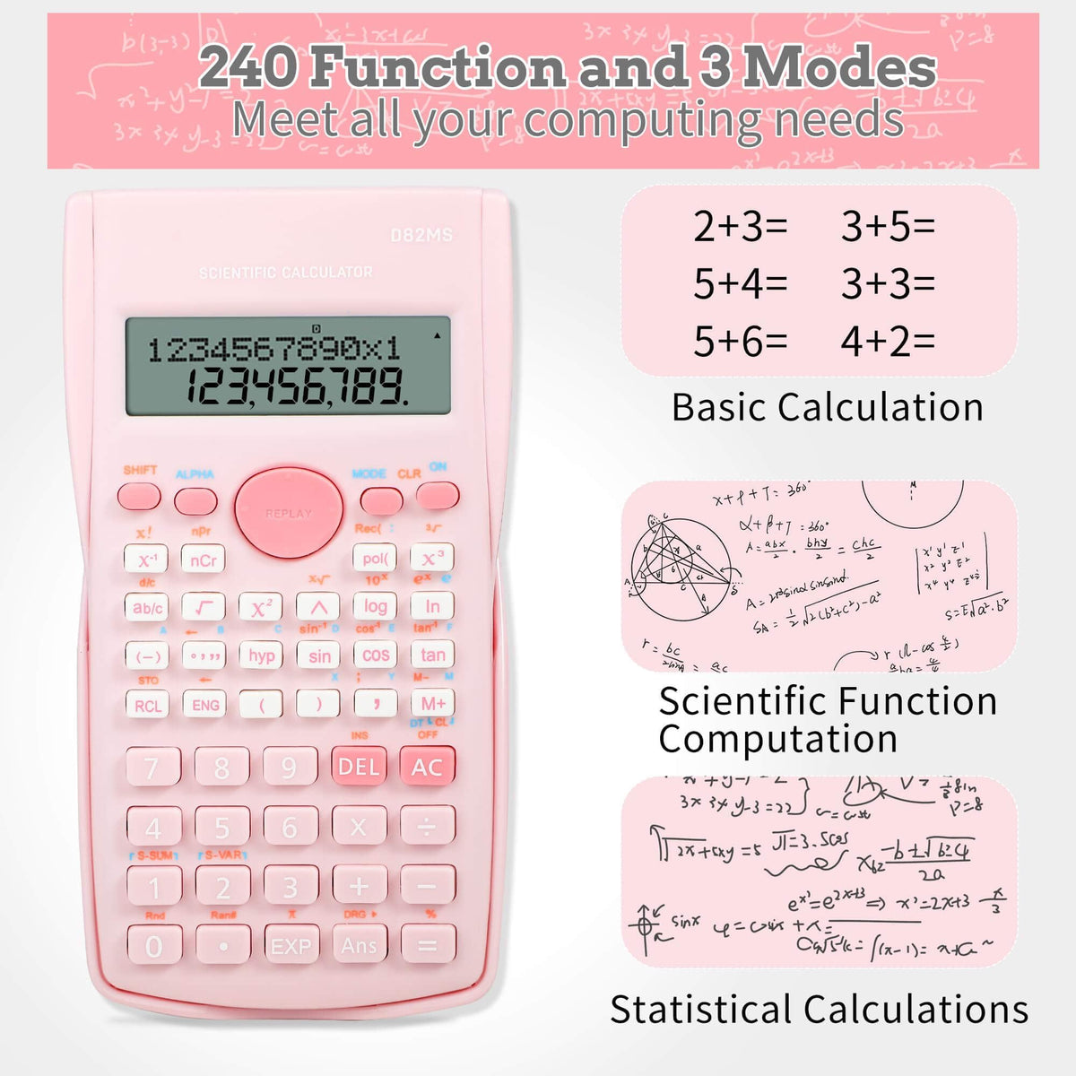 Calculadora Científica Estudiantes Rosa 2 Líneas para Matemáticas