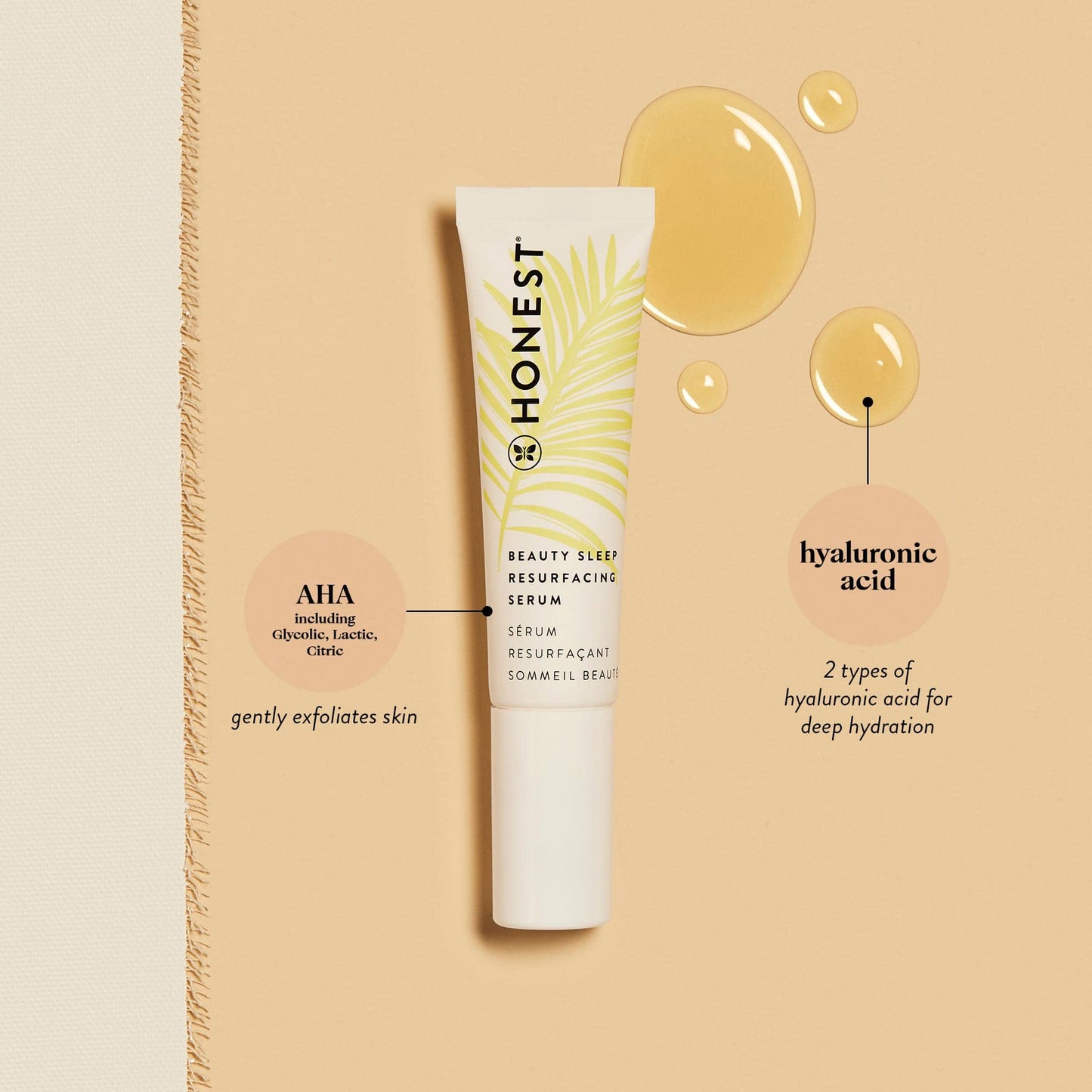 Sérum Resurfacing Honest Beauty Con AHAs e Ácido Hialurónico Vegano Dermatológicamente Probado