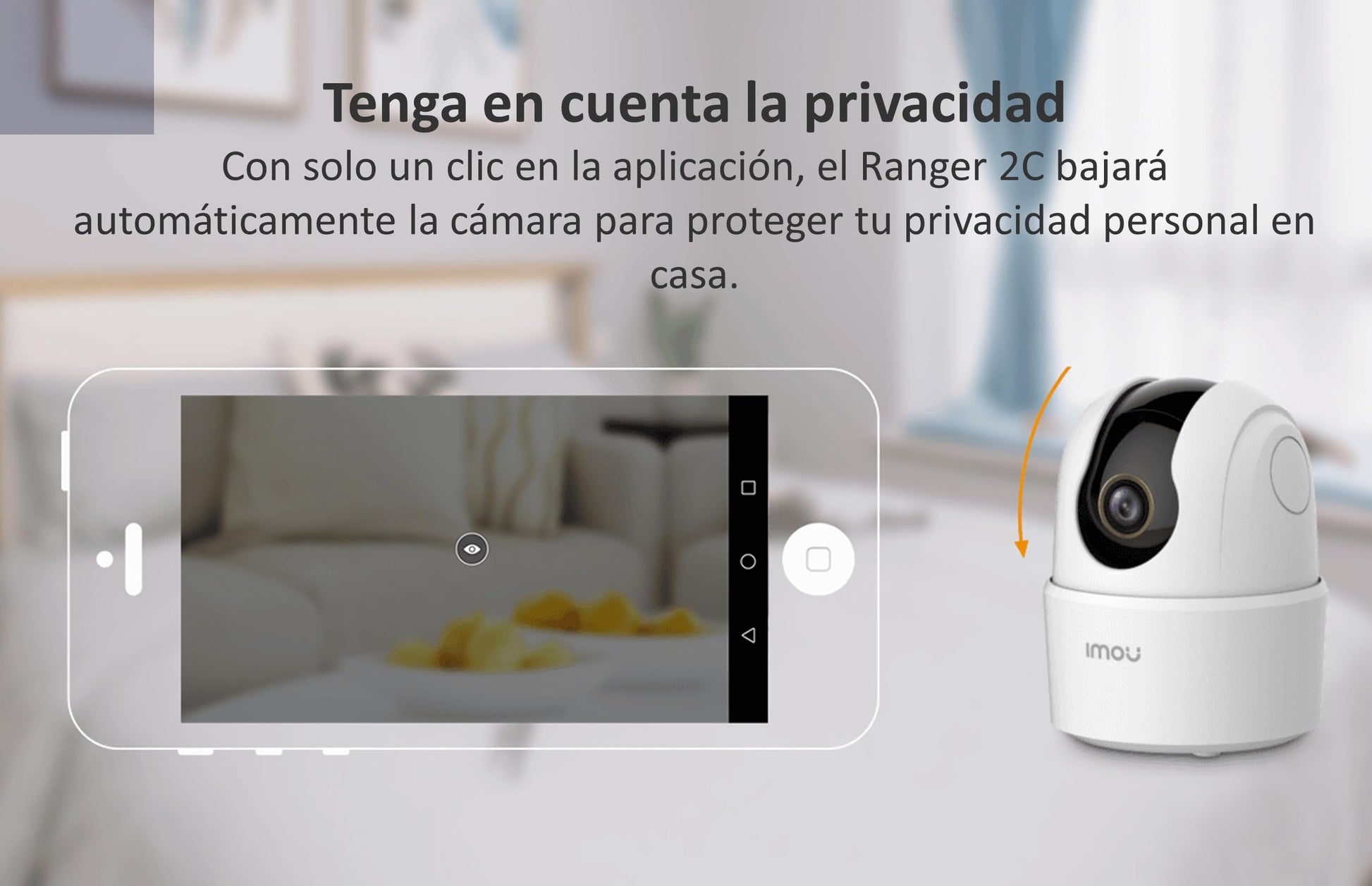 Imou Ranger 2c 3MP-Cámara IP Domo Motorizado WiFi de 3 Megapixeles/Autotracking/Audio Dos Vias/Sirena y Microfono Integrados/Ranura MicroSD/Detección de Humanos/Modo Privacidad