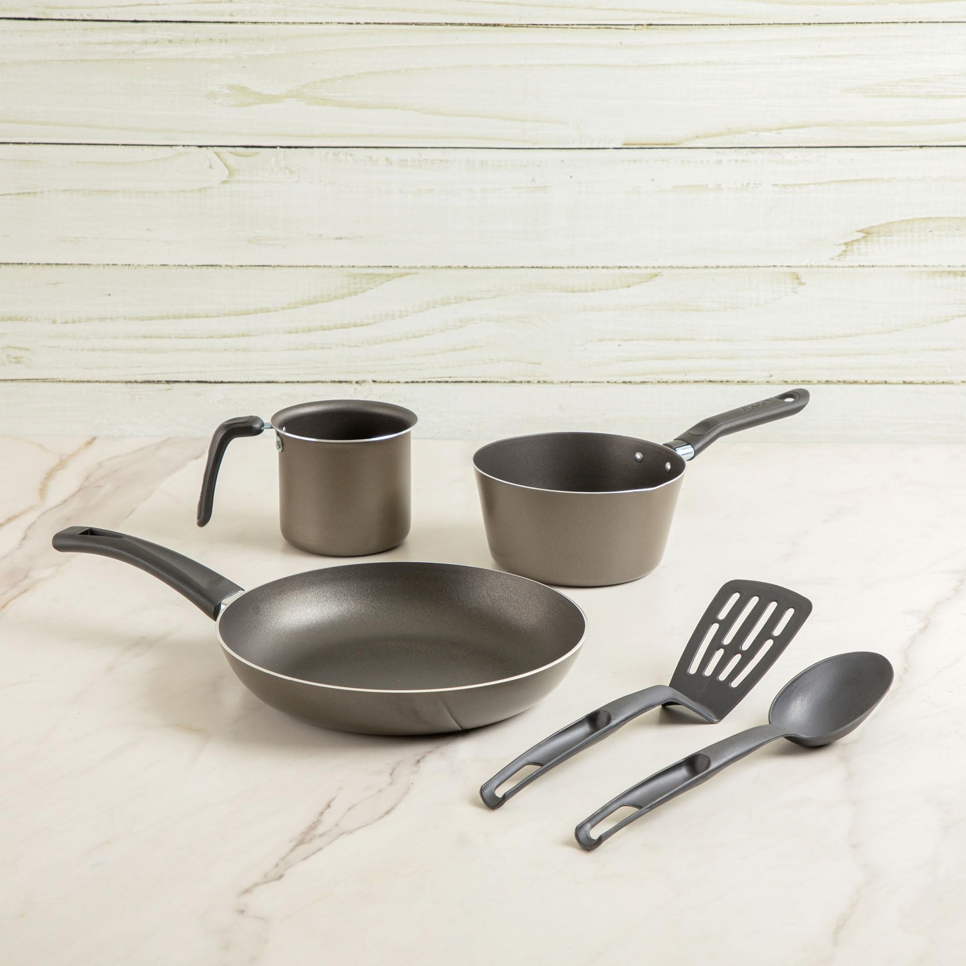 Batería de Cocina Ekco Gris Antiadherente de Aluminio 5 Piezas