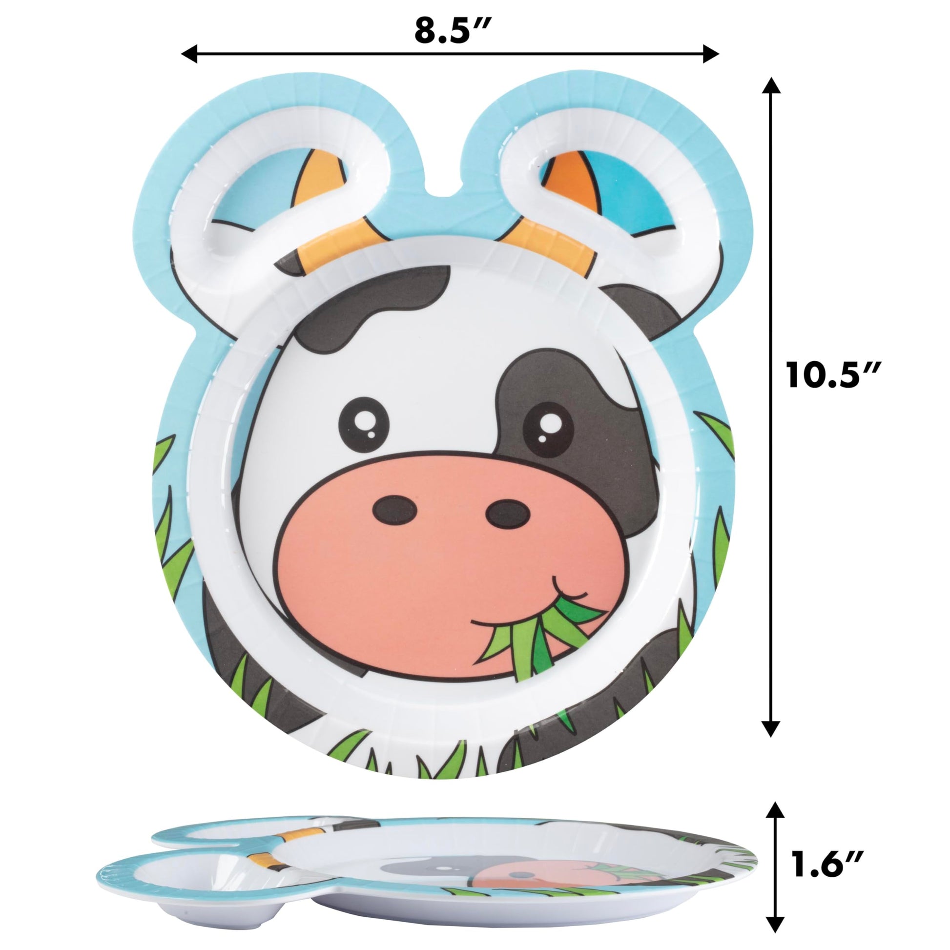 Juego de Platos de Melamina Farm Friends Animales del Zoológico Compartimientos Divididos para Niños