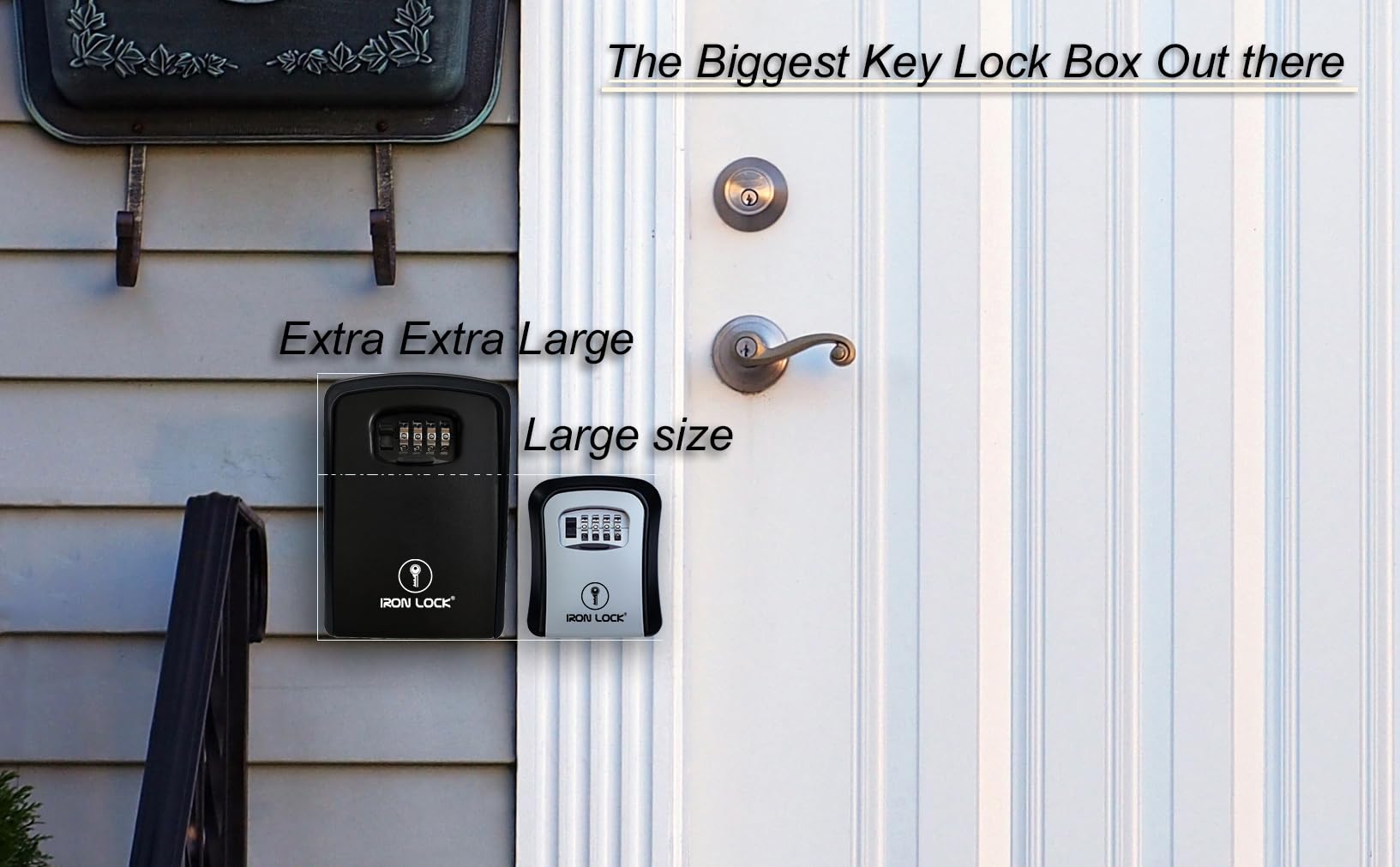 Iron Lock® - Caja de bloqueo de llave XXL para llaves de 4 dígitos con código reiniciable con interruptor A B, caja de seguridad extragrande para interiores y exteriores, impermeable, grande, llave de