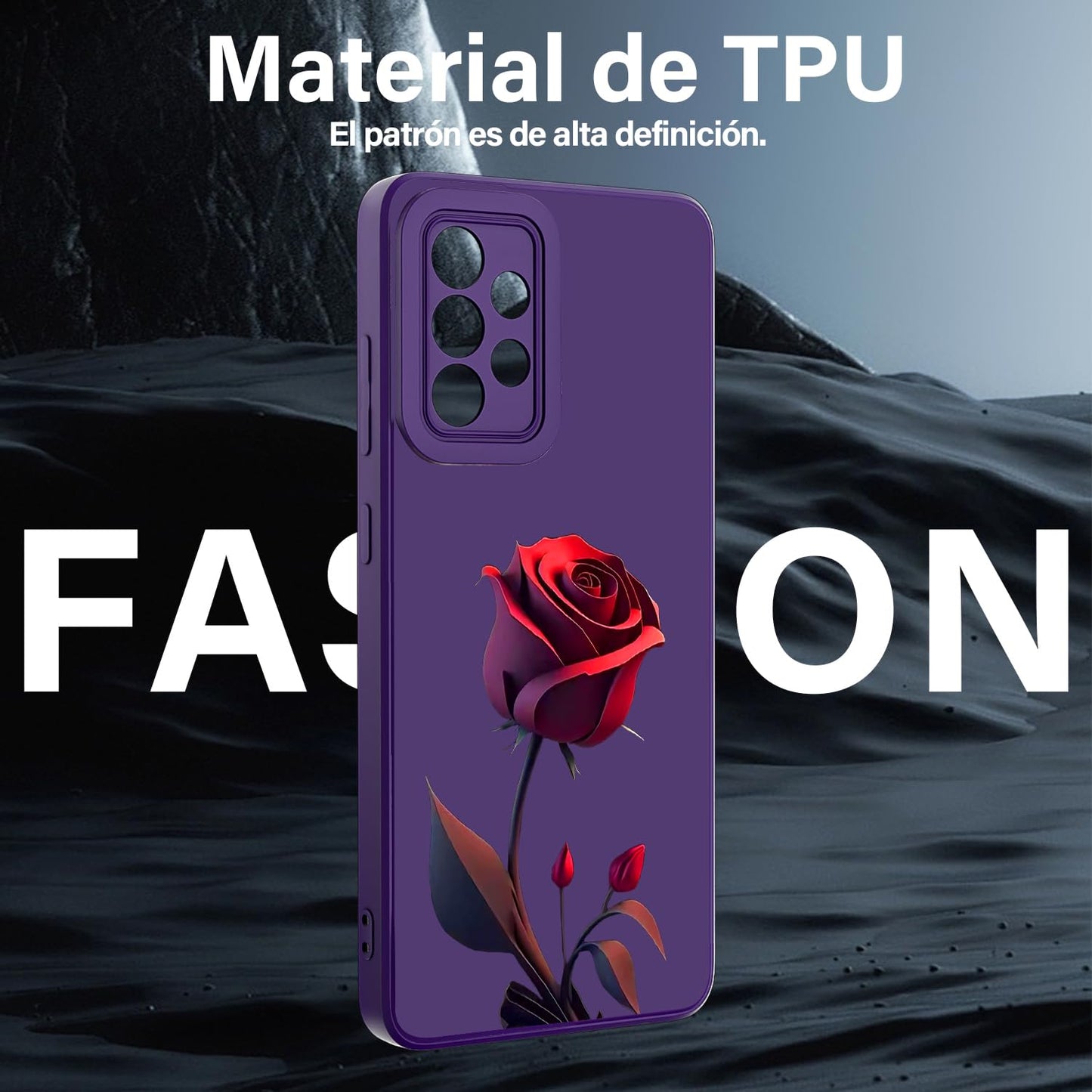 Threehao Funda para Samsung Galaxy A52 Case Uso Rudo, Ultra Delgado Flexible Silicona Púrpura Carcasa con Aesthetic Dibujos Flores, Antigolpes Anti-arañazos Protectora