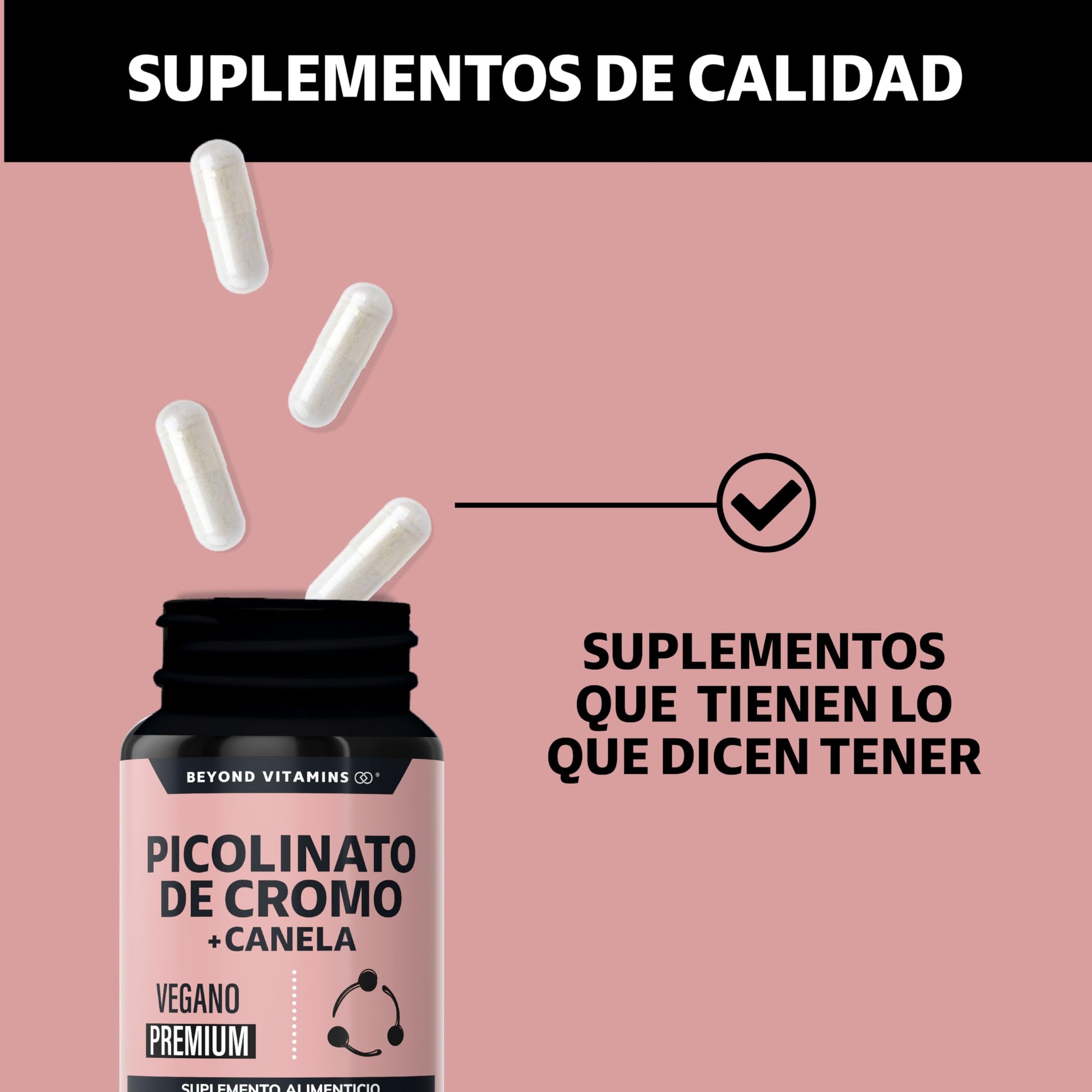 Beyond Vitamins | Picolinato de Cromo con Canela, Cápsulas VCaps, 1 cápsula diaria (60 Cápsulas)