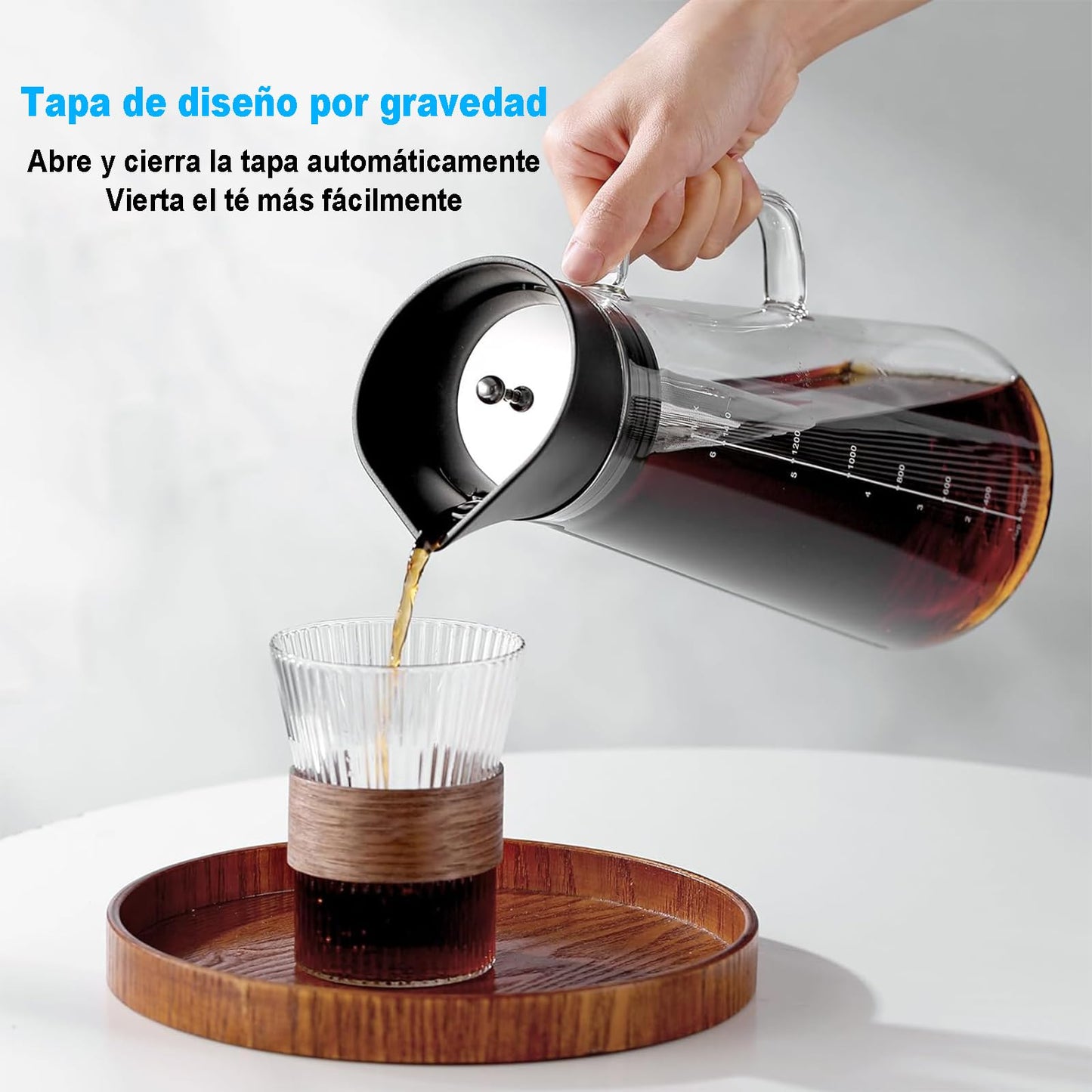 Café En Frío Cold Brew Jarra De Vidrio,1.5 L Cafetera de infusión fría,Jarra de hielo de vidrio con filtro de acero inoxidable extraíble y tapa de sellado, perfecta para té de frutas o café