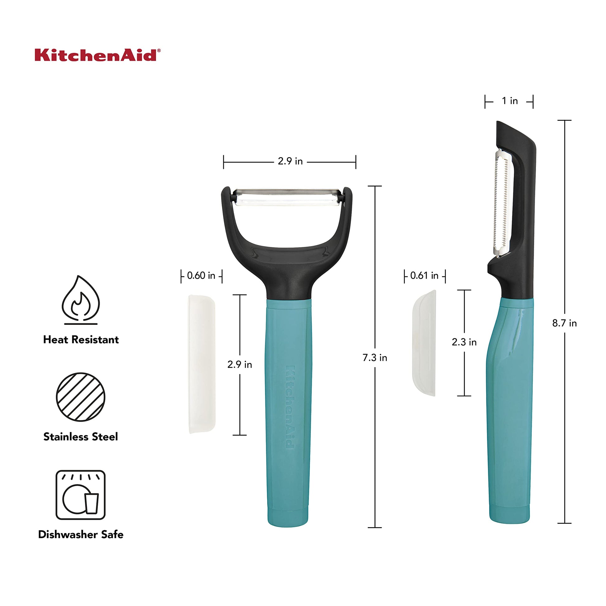 KitchenAid - Pelador universal Euro Y, juego de 2, color aguamarina