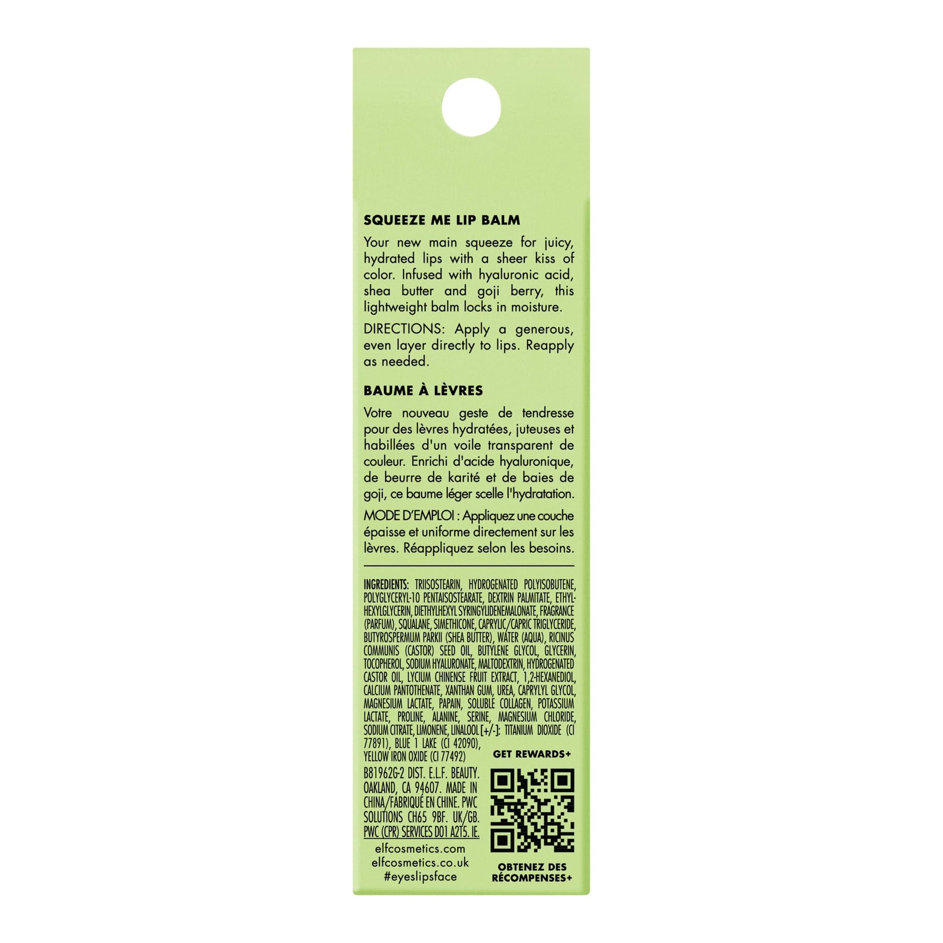 Bálsamo para labios e.l.f. Squeeze Me Lip Balm Honeydew