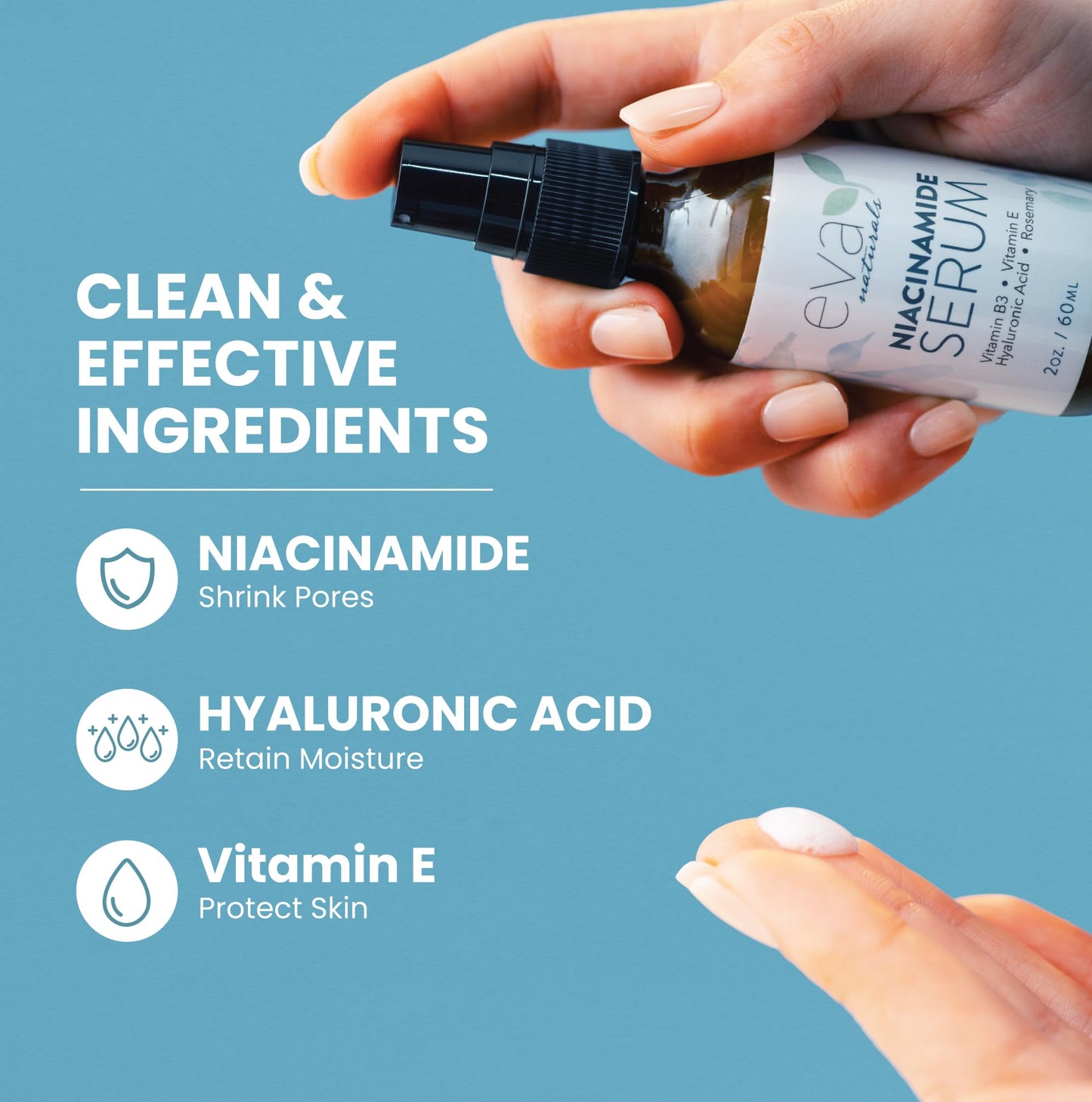 Vitamin B3 5% Niacinamide Serum by Eva Naturals (2 oz) - Niacinamide Benefits Skin with Incredible Anti-Aging and Reduces Appearance of Wrinkles, Acne and Discoloration - With Hyaluronic Acid and Aloe