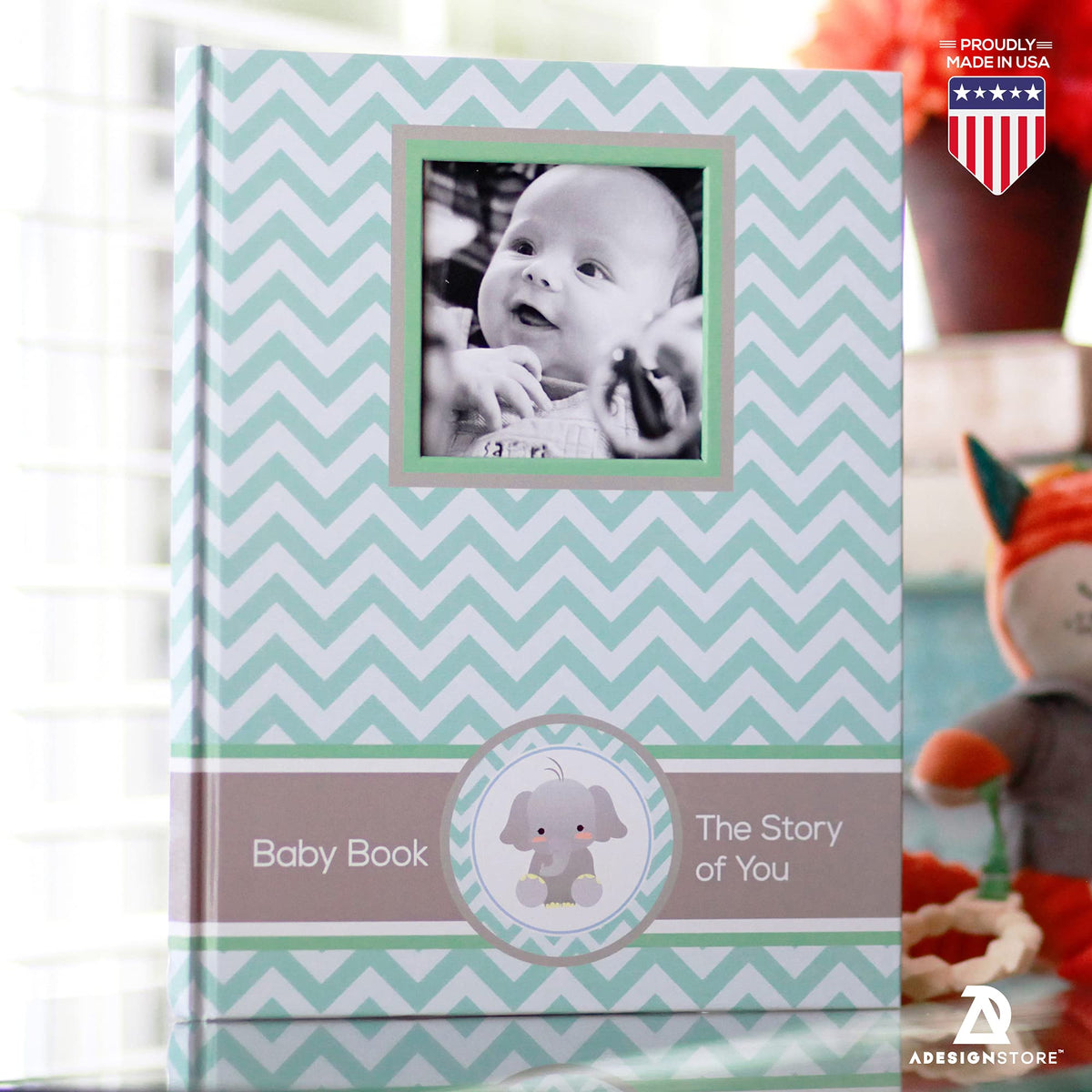 Libro de Memorias de Bebé Newborn en Azul Teal para Primer Año y Regalos