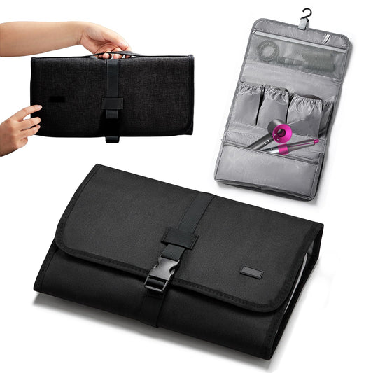 Funda de Viaje para Dyson Airwrap Styler/Shark Flexstyle, Bolsa de Viaje Portátil Impermeable con Gancho para Colgar, Organizador de Protección para Secadora y Planchas para Peinar el Cabello (Negro)