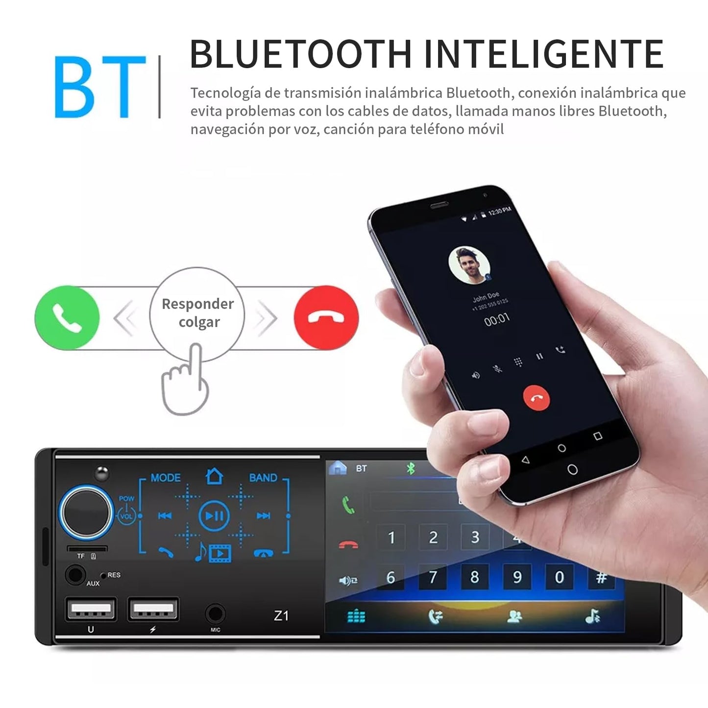 FINYQBET Autoestéreo Bluetooth de 4.1 Pulgadas, Reproductor MP5 con Pantalla HD, Llamadas Manos Libres, Carga Rápida USB y Control Desde Volante,para Viajes Seguros y Entretenimiento en el Auto