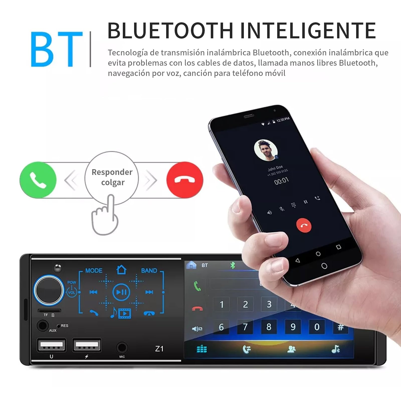 FINYQBET Autoestéreo Bluetooth de 4.1 Pulgadas, Reproductor MP5 con Pantalla HD, Llamadas Manos Libres, Carga Rápida USB y Control Desde Volante,para Viajes Seguros y Entretenimiento en el Auto